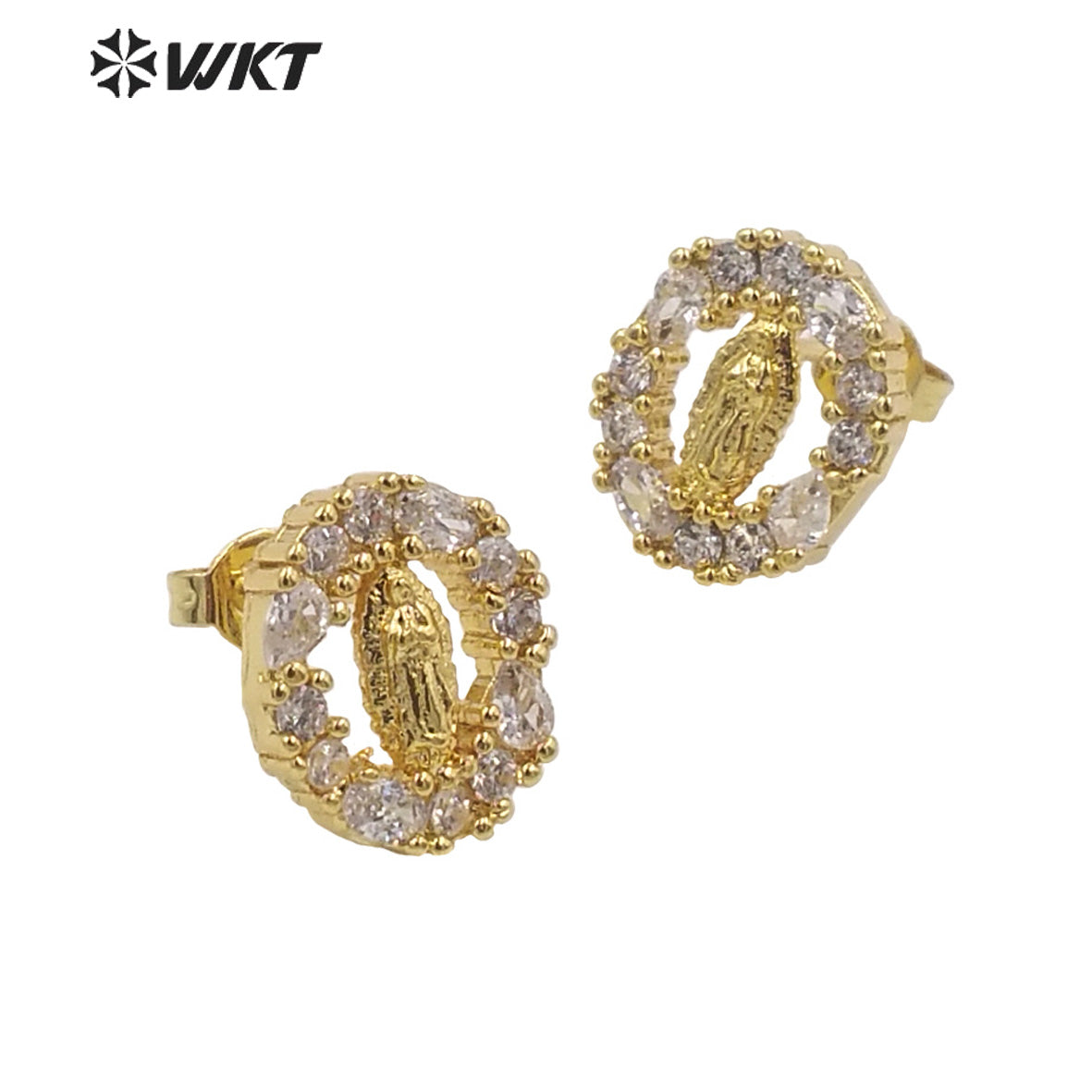 WT-ME101 Wholesale Newest Vintage Style Cubic Zircon Fashion Light Luxury With Enamel Micro Paved Earrings Studs