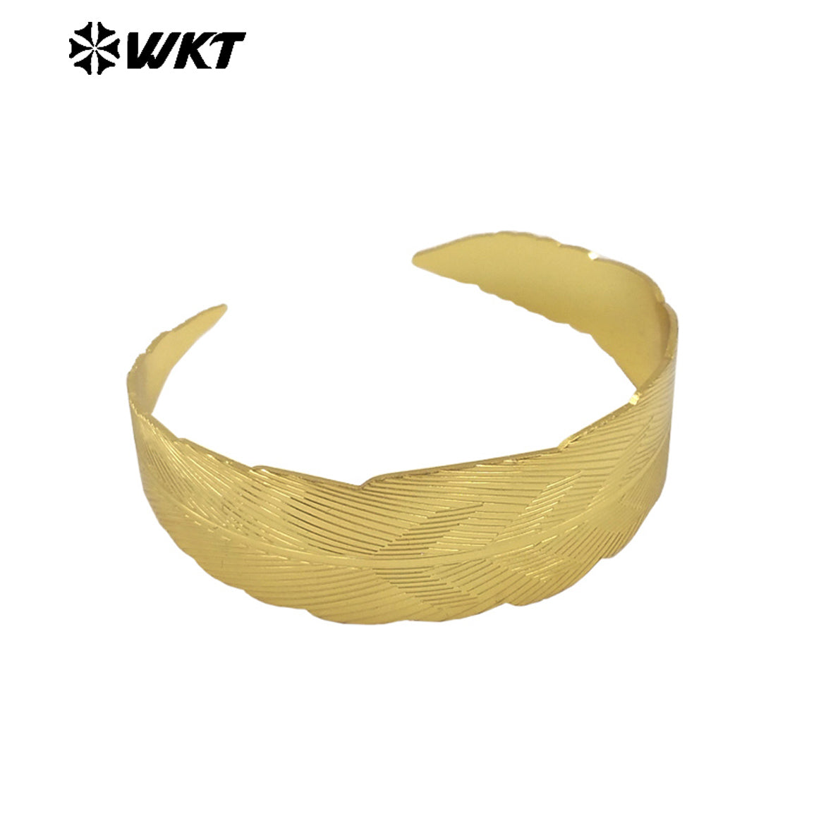 WT-B690 New Design Elegant and Simple 18K Gold Plated Natural Brass Adjustable Leaf Pattern Bracelet for Women Party Accessory