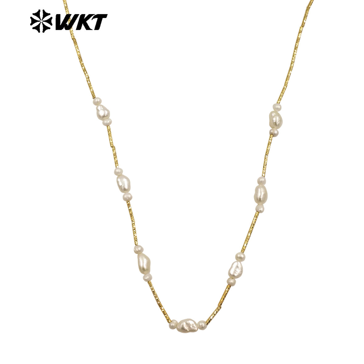 WT-JN279 Elegant Chic Women Hand Strand Made Natural Real Freshwater Pearl Pipe Chain Necklace in 16 Inch Long