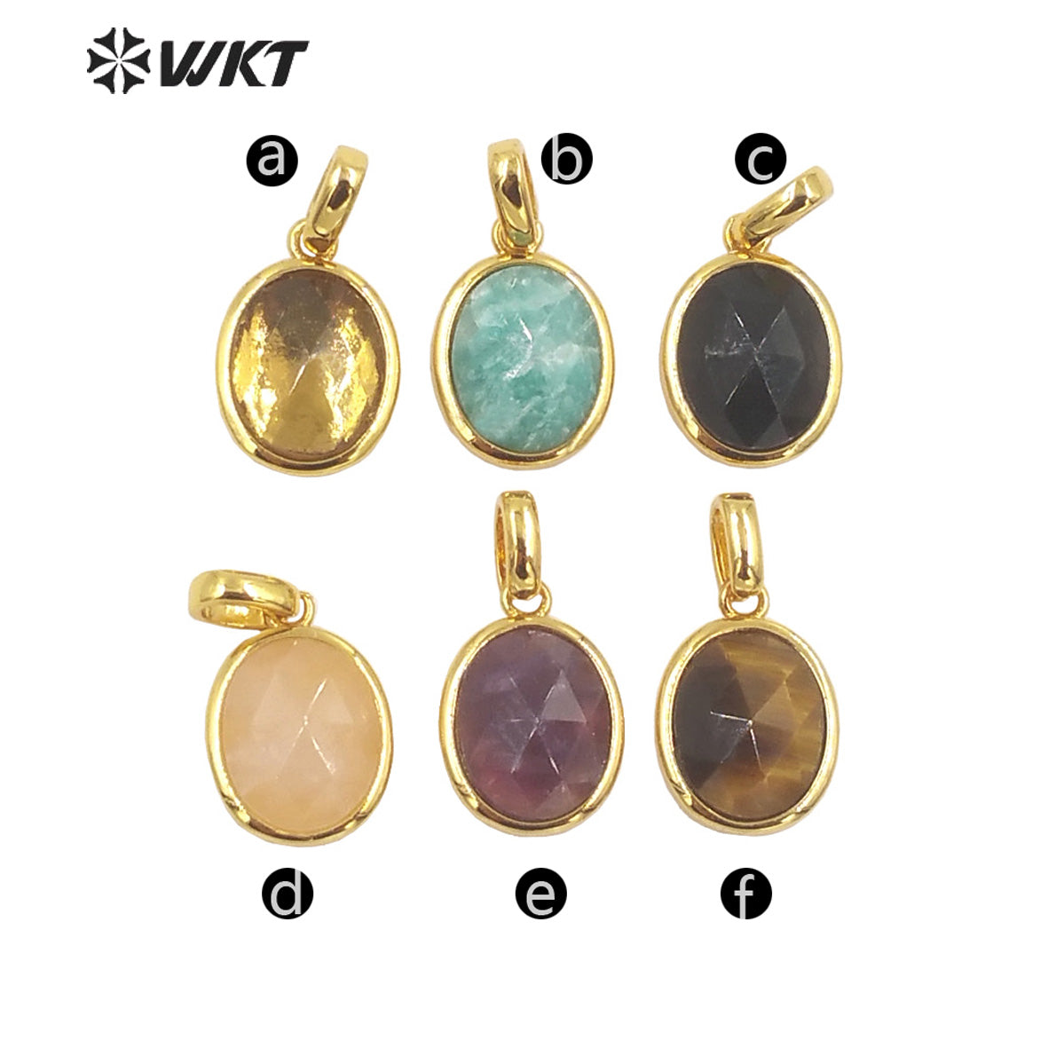 WT-P1839 Wholesale Fashion Oval Bezel Gemstone Small Pendants Natural Faceted Stone Pendants for Jewelry Necklace Making Charms