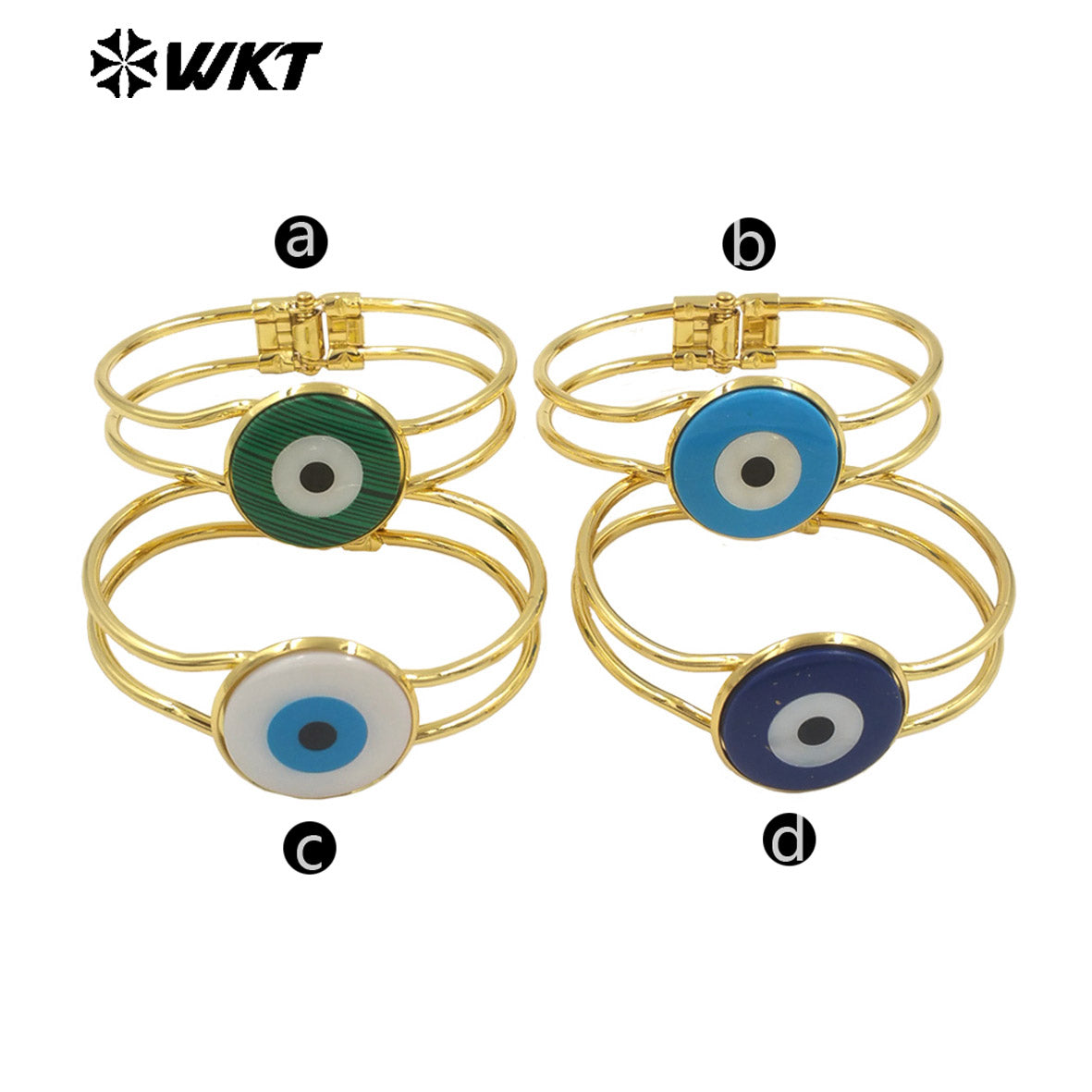 WT-MPB093 Eye of Devil Punk Fashionable 18k Real Gold Resist Tarnishable Europe and America Natural Shell Cuff Bangle