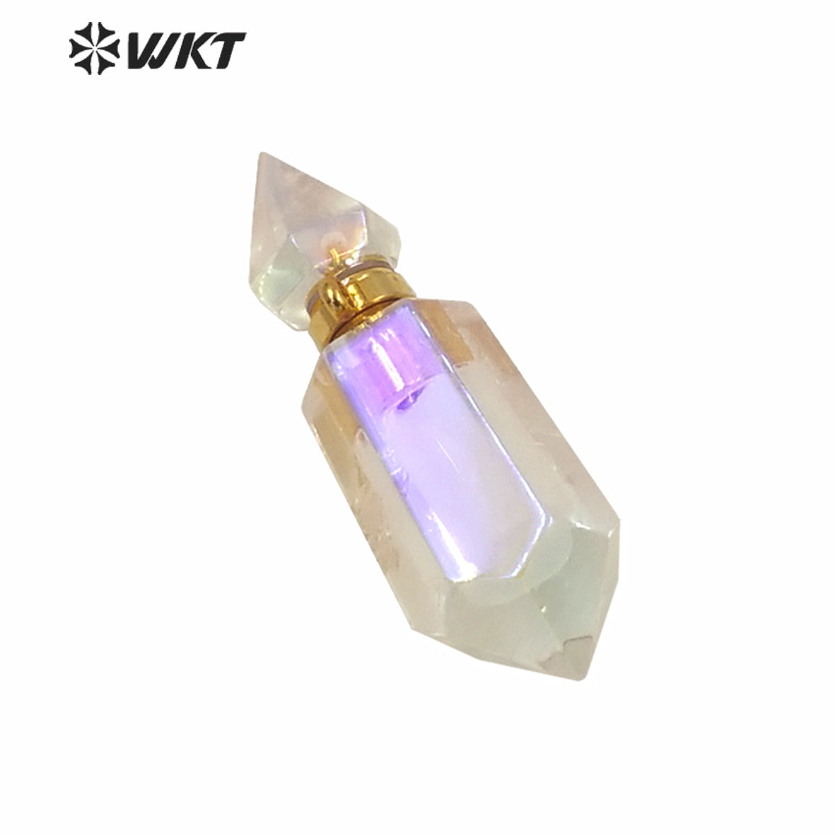 WT-P1591 Amazing Lady Fashion Natural Crystal Quartz Aura Perfume Bottle Pendant As Gift for Friends Essential Oil Pendant
