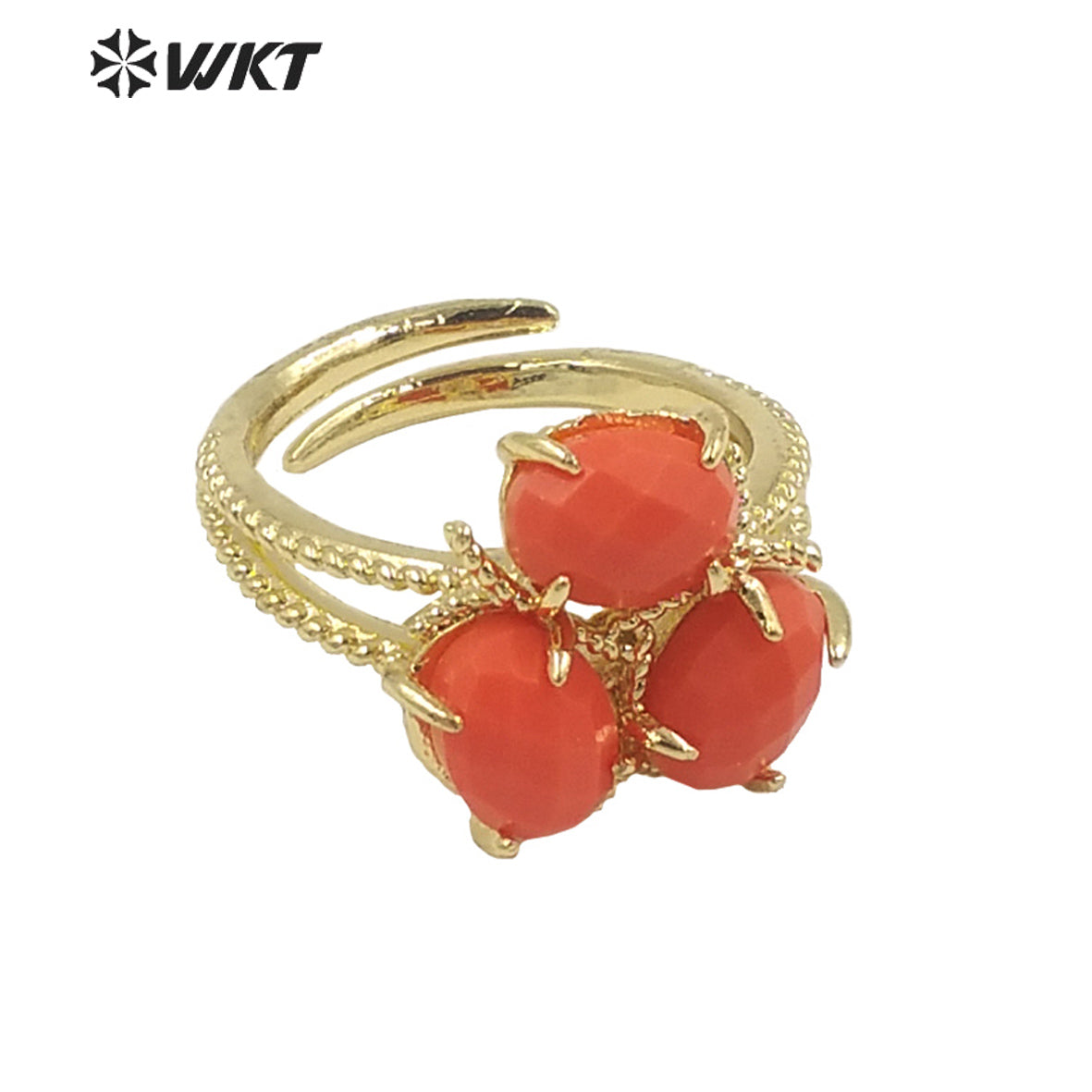 WT-R482 WKT Fashion Design Trendy Gift for Women Colorful High Quality Gorgeous Natural Jade Stone Ring