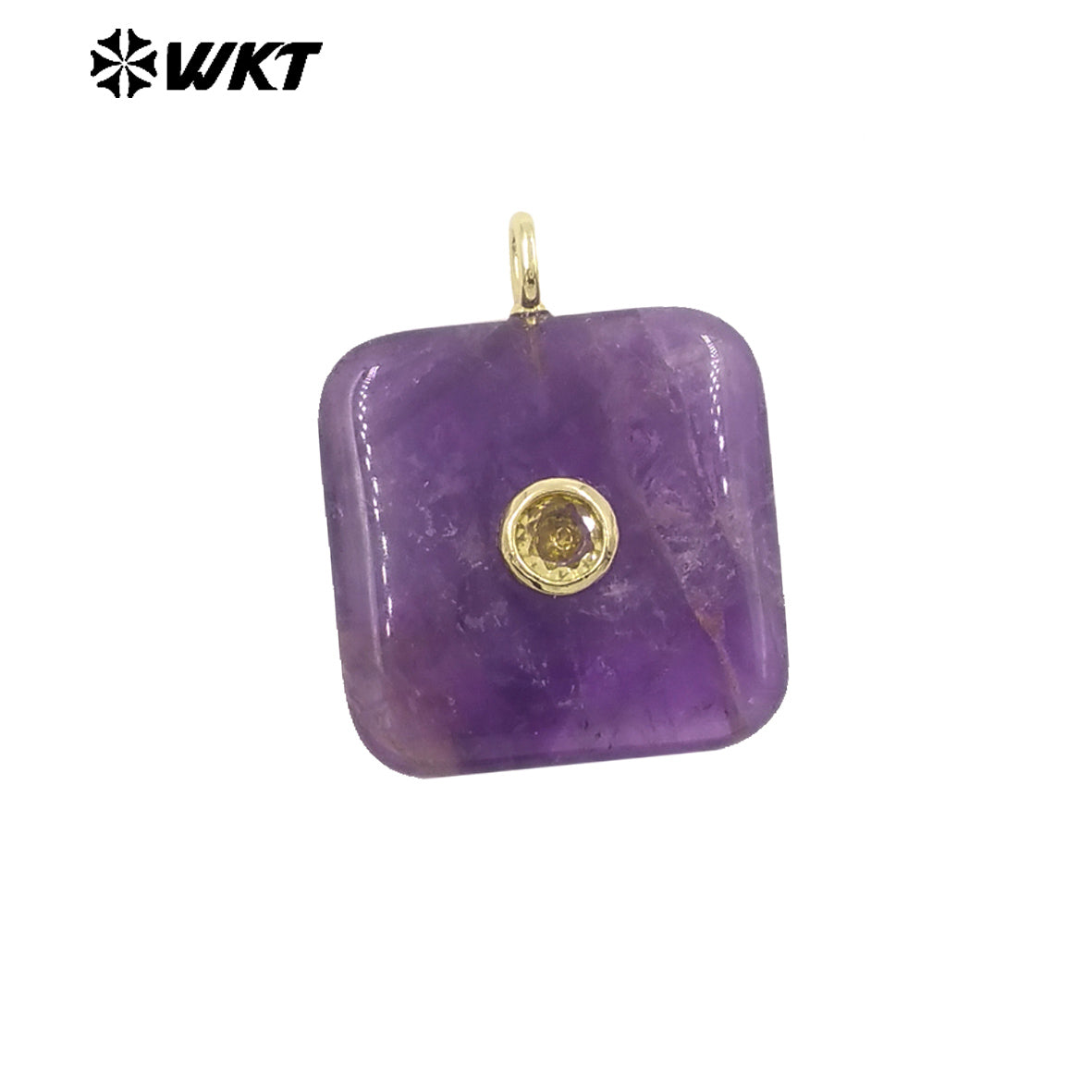 WT-P2023 Popular Sales Lapis Square Natural Gemstones And Colorful Zircon Pendant For Fashion Jewelry Necklace DIY Design