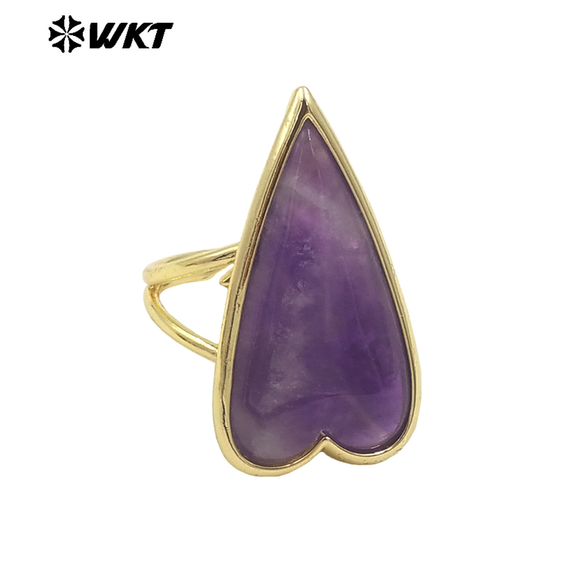 WT-R512 Amazing Long Drop Natural Stone Carved Lovely Heart Rose Quartz Ring for Lady Gift Gold Cute Women Gift