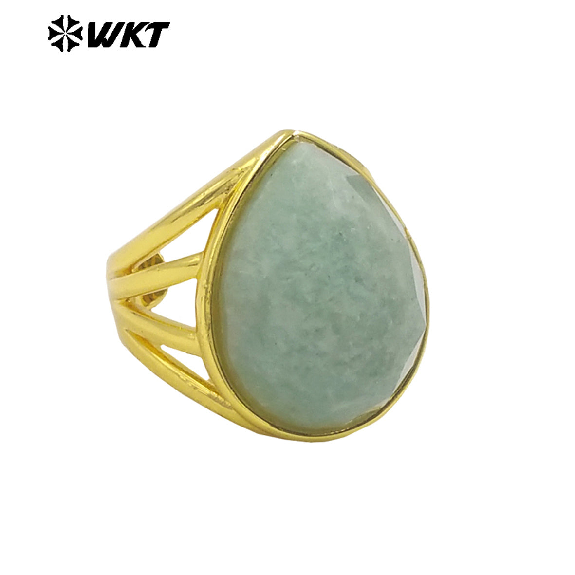 WT-R425 Wholesale Fashion Gold Bezel Natural Teardrop Stone Ring Amazing Gorgeous 18k Resist Tarnishable Lapis Drop Ring