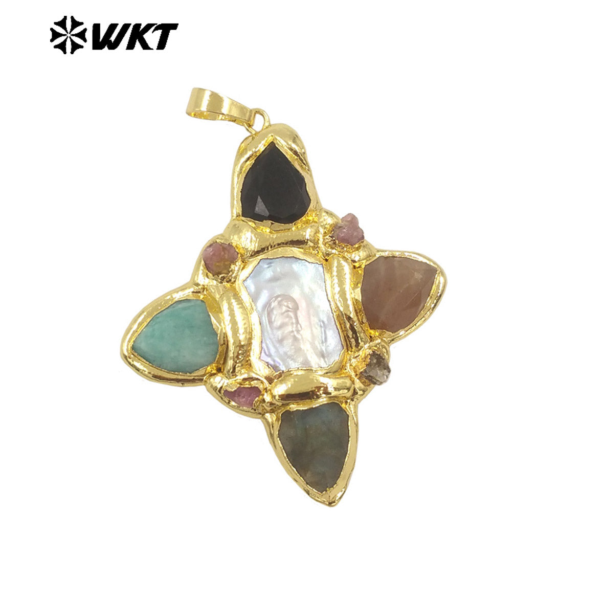 WT-JP379 Amazing New Design Popular Diamond Cross Shape With Natural Pear Stone and Pearl Made Jewelry Pendants for Necklace