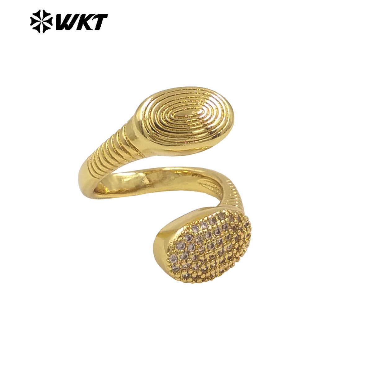 WT-MR032 Wholesale Fashion Gold Plated Resist Tarnishable Cross Unique Micropave Cubic Zircon Anniversary Ring