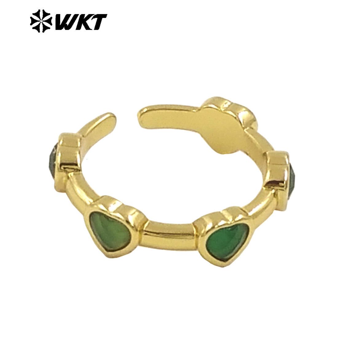 WT-R536 New Design Colorful Lovely Natural Tiny Stone Setting Open Size Heart Ring for Girls Gift Jewelry