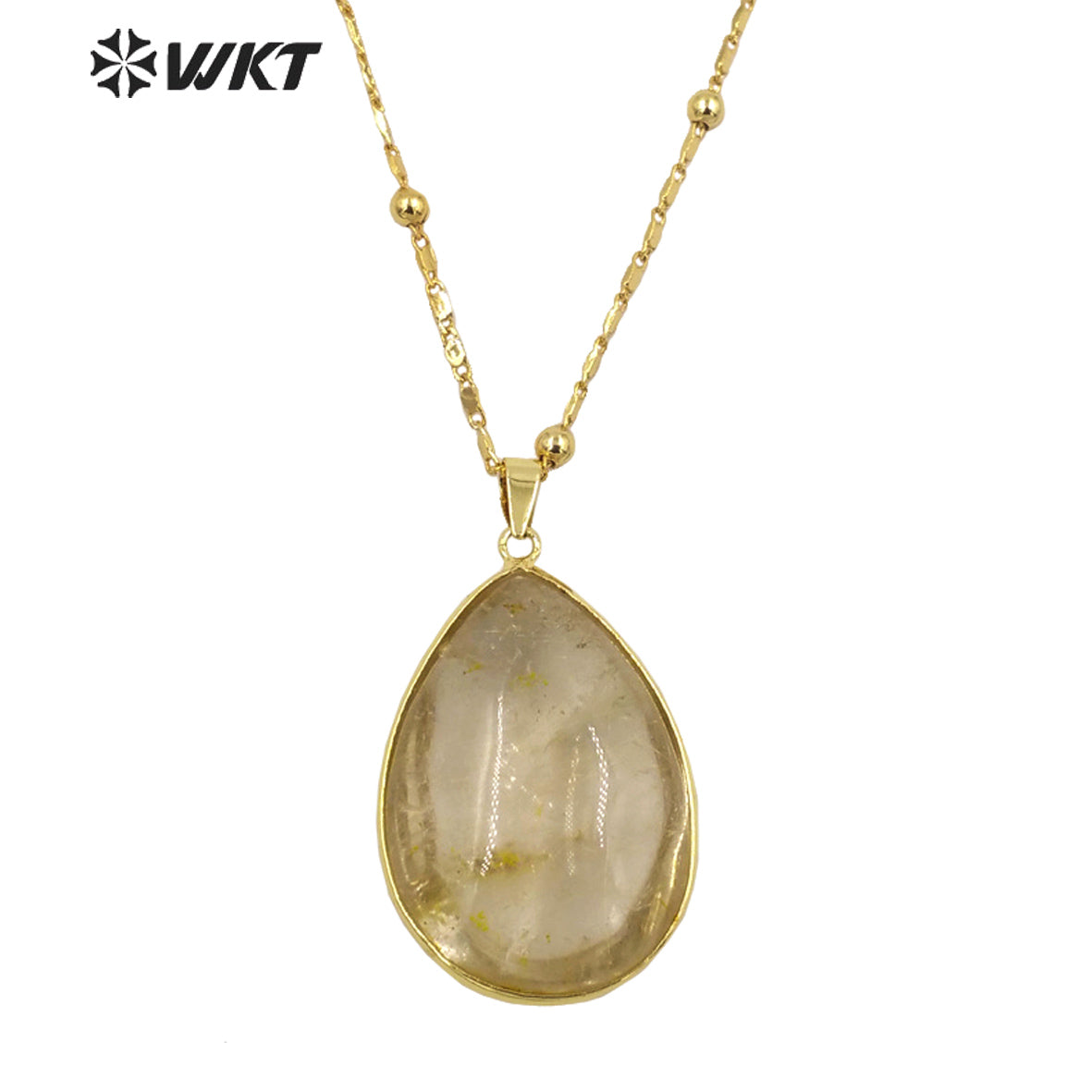 WT-N1344 WKT Fashion Necklace with Natural Stone Necklace Yellow Ruilated Pendant Lady Necklace Gifts Jewelry so Nice