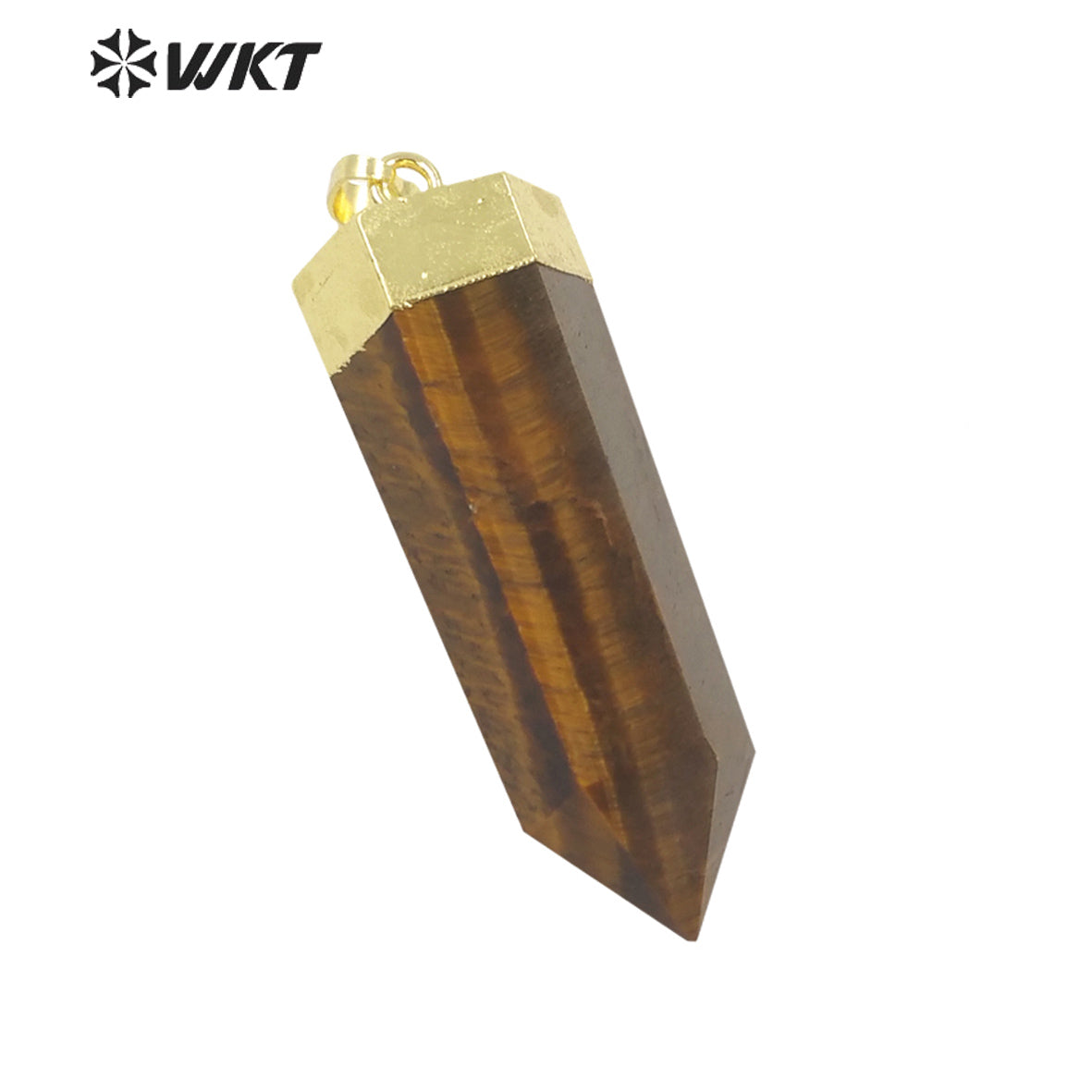 WT-P1717 Wholesale Gold Plated Natural Tiger Eye Stone Pendant Women Gold Healing Spirit Hexagon Jewelry Pendant for Necklace
