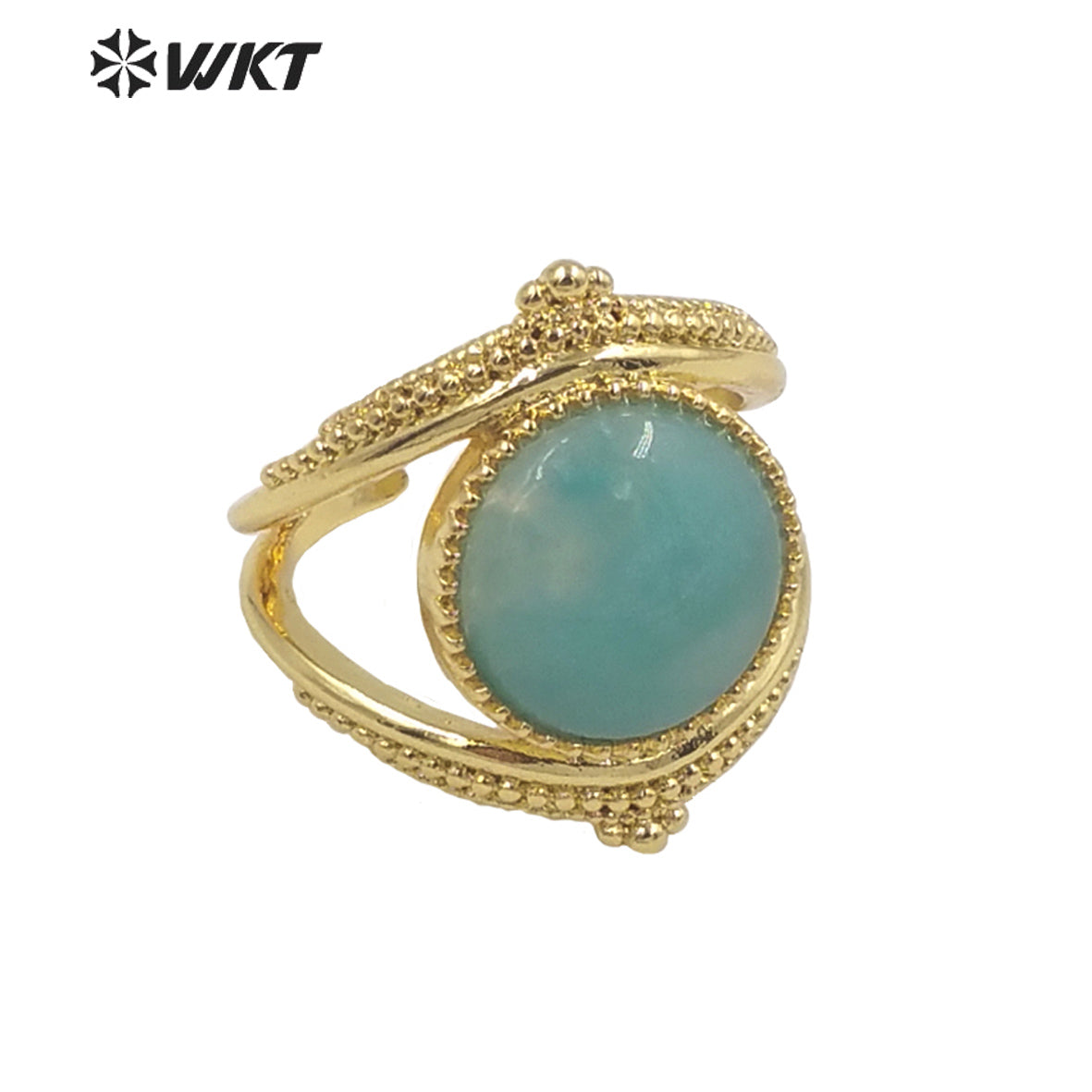 WT-R475 New Design Natural Gemstone Ring With Women Fashion Gold Plated Peacock Stone Ring Boho Charming Ring