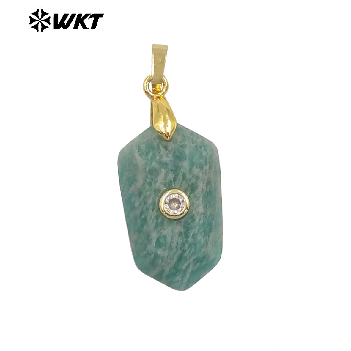WT-P2017 Delicate Geometric Shape Multi Colors Natural Gemstones Set In Zircon Small Pendants For Trendy Jewelry Handmade
