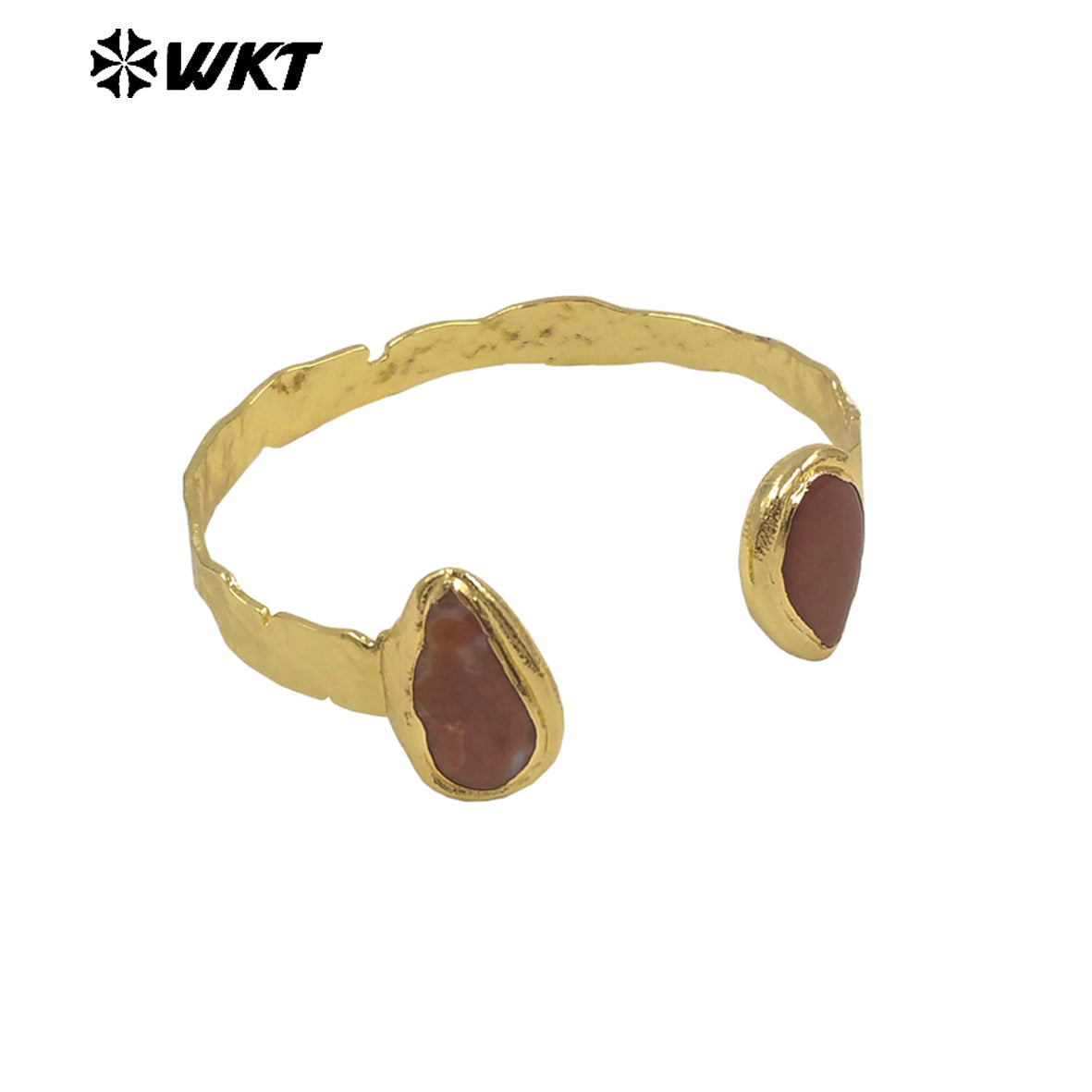 WT-B695 Wholesale Natural Double Ocean Jasper Irregular Stone Design Cuff Bangle for Man or Women Retro Daily Decorative
