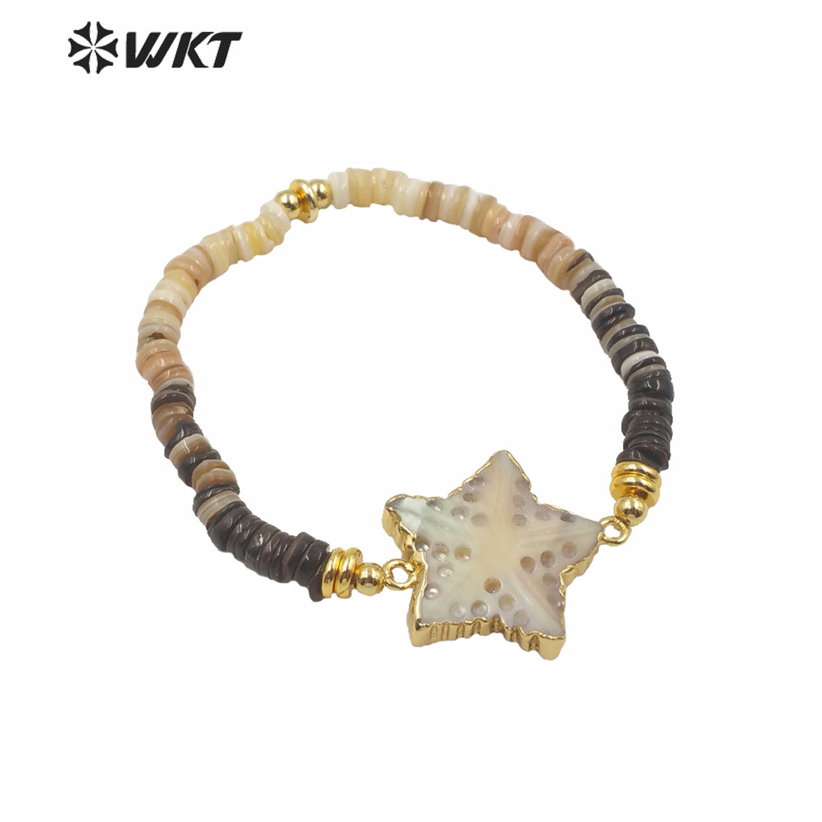 MPB007 Super Chic Women Summer Style Vacation Bracelet Candy Color Natural Shell Beads Bracelet with Sea Star Charms