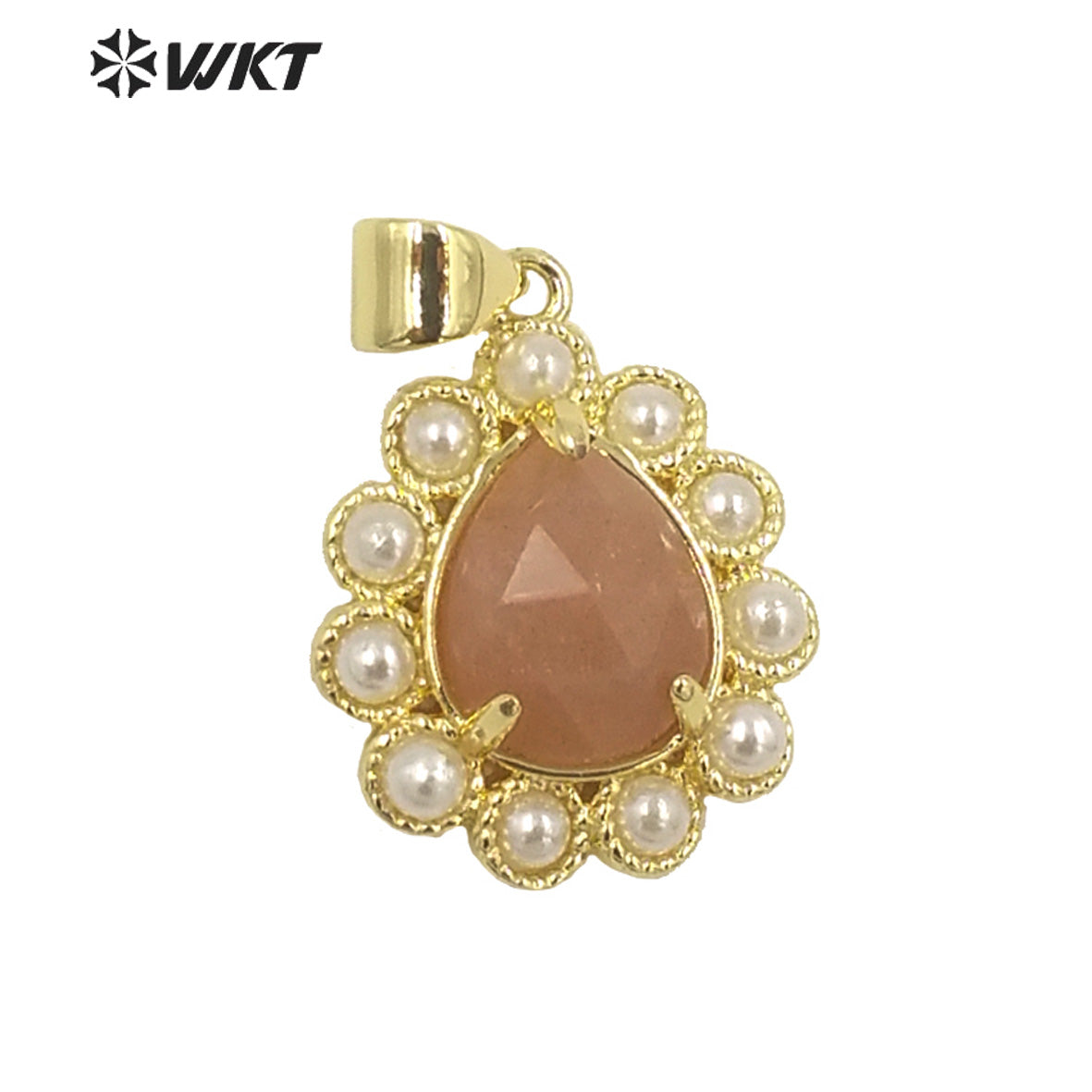 WT-JP359 New Fashion Gold Tiny Drop Charming Gold Plated Natural Gemstone Pendants With Different Stone Setting