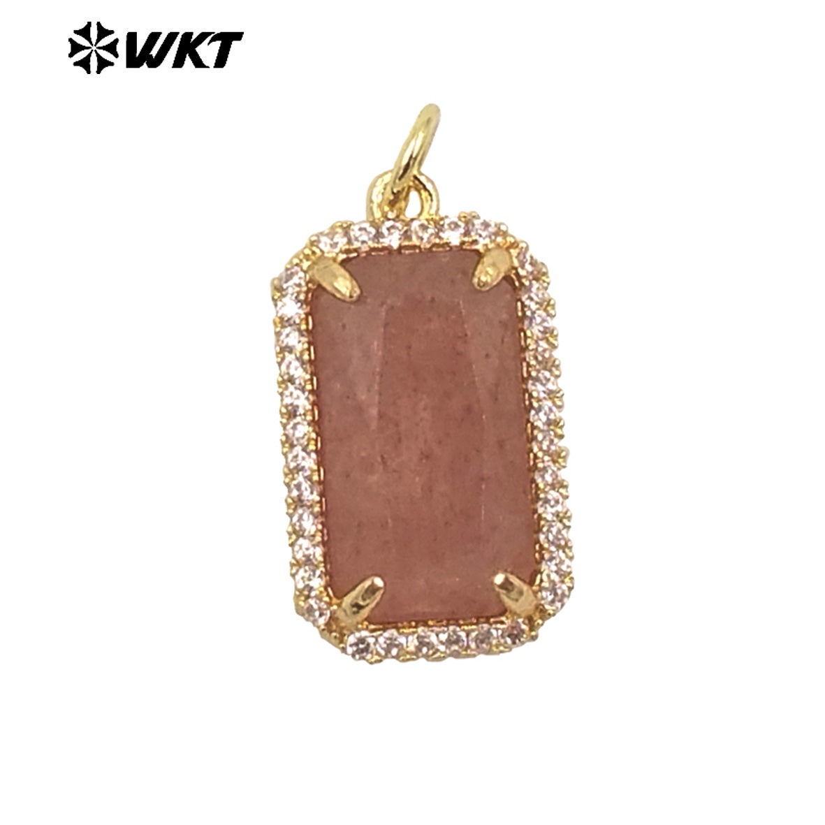 WT-P1973 Wholesale Fashion Gold Plated Cubic Zircon With Prong Setting Long Square Sun Stone Lady Jewelry Pendants