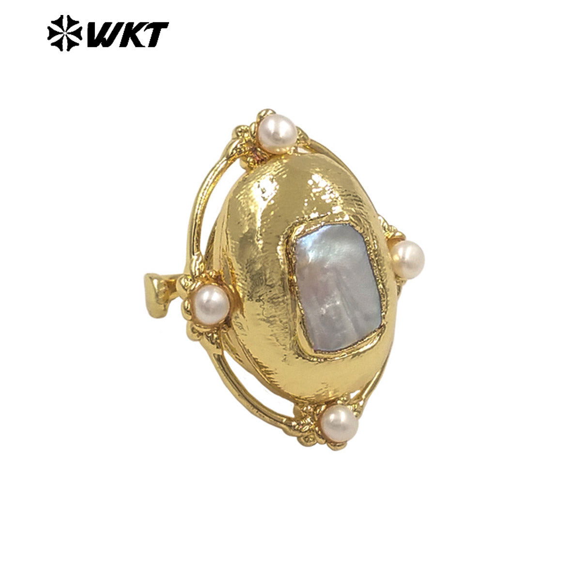 WT-MPR147 Wholesale New Design Unique Style Gold Electroplated Natural Freshwater Pearl Open Size Women Rings For Wedding Gift