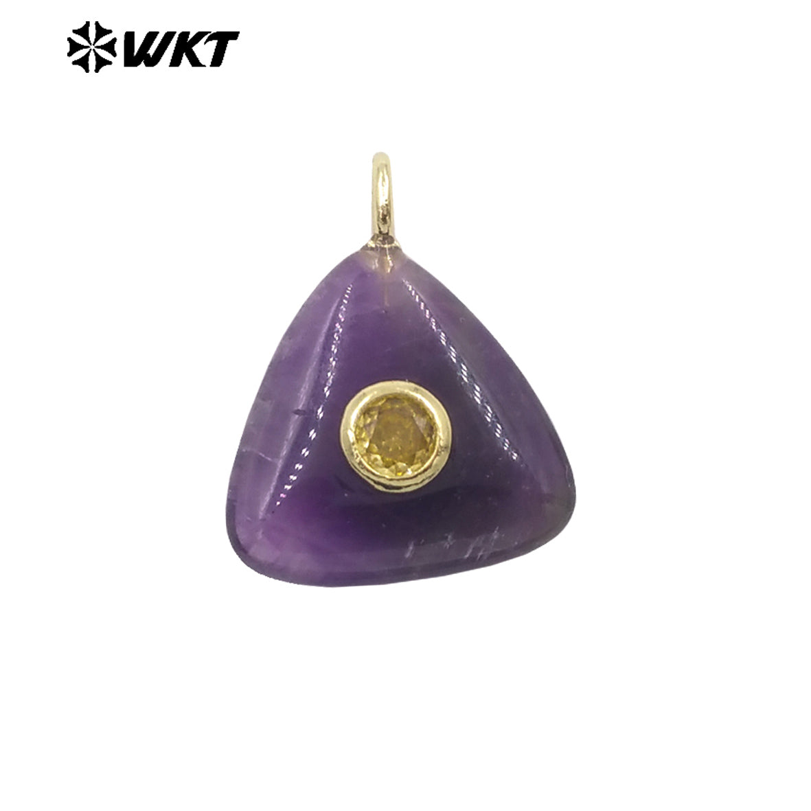 WT-P2021 High Quality Lovely Triangle Rose Quartz Natural Gemstones And Zircon Pendants For Necklace Decoration Charms