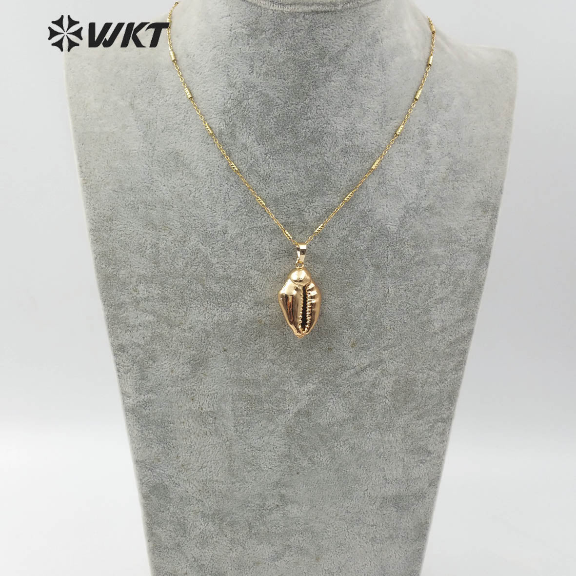 WT-JN081 Bohemian Style Natural Sea Shell Jewelry With 18K Full Gold Dipped for Women Shell Pendant Natural Cowrie Necklace