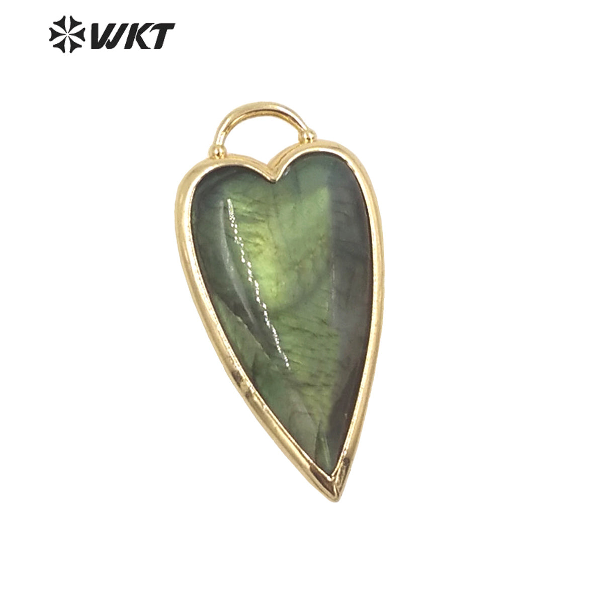 WT-P1862 Exclusive Design Long Heart Stone Pendant 18k Real Gold Plated Natural Faceted Arrowhead Heart Amethyst Pendant