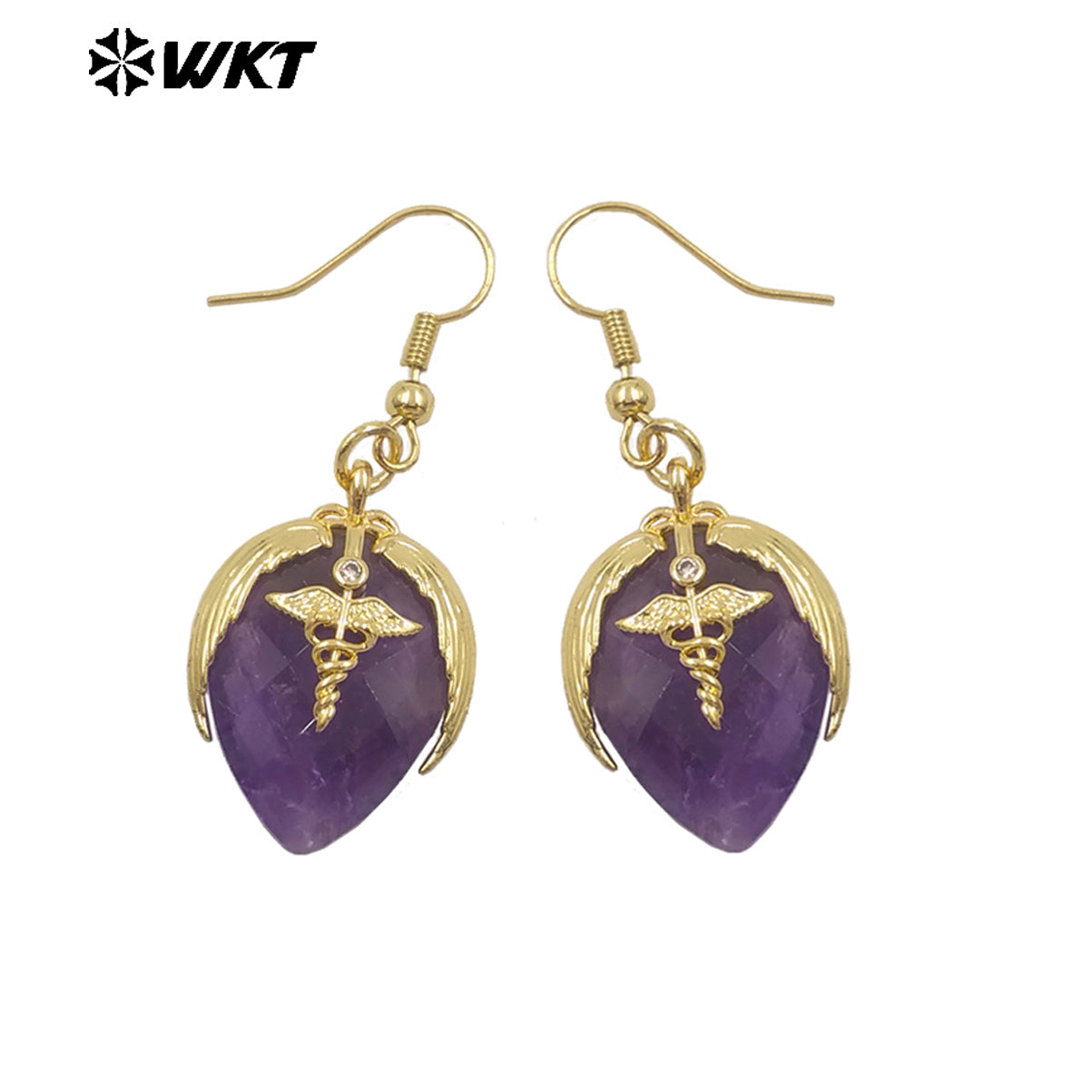 WT-E788 Exquisite Rose Quartz Multi Natural Gemstones Strawberry Shape Gold Plated Earrings For Women Lovely Jewelry Gift