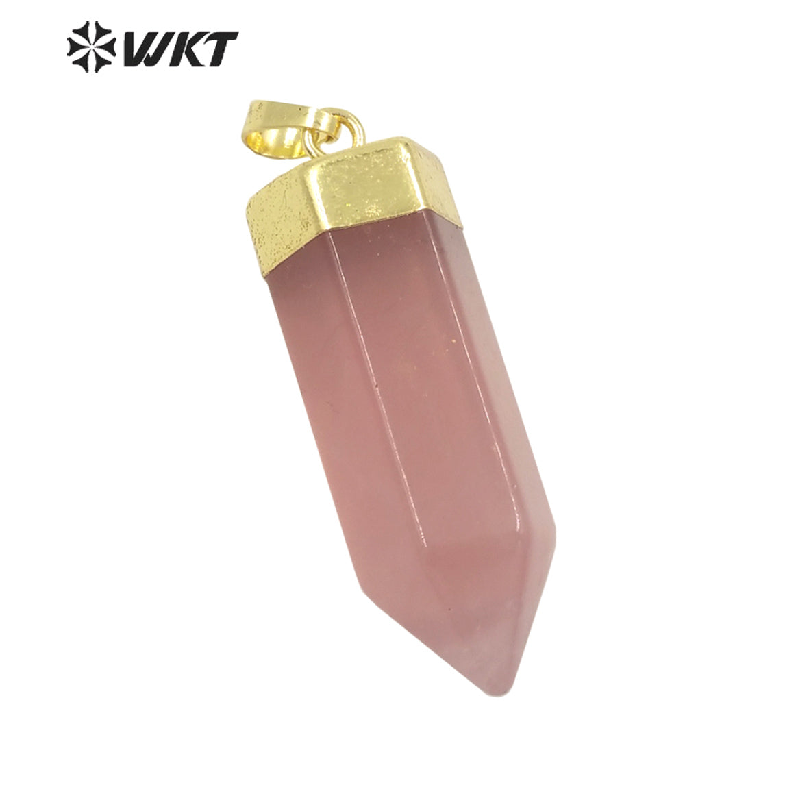 WT-P1710 Amazing Gold Top Natural Gemstone Hexagon Spirit Quartz Healing Stone Pendant Women Jewelry Design Necklace Pendant