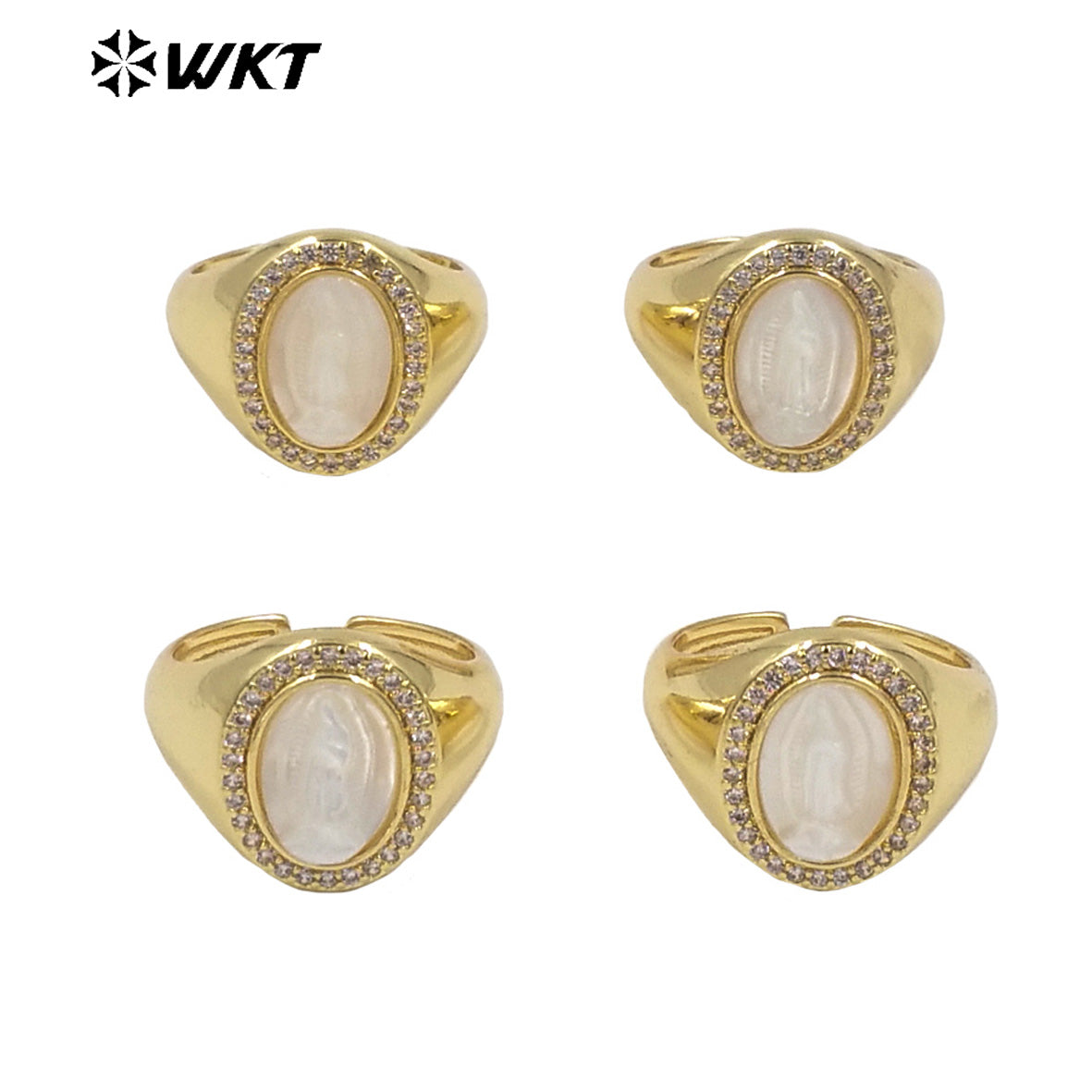 WT-MR020 Round Mother of Pearl Simple and Elegant Open Size Christian Virgin Mary Ring