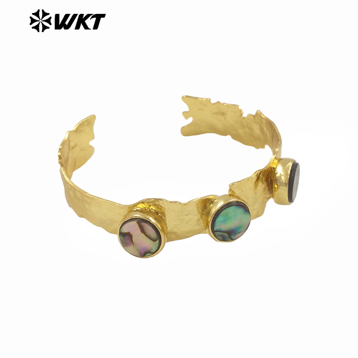 WT-B680 Unique Design Fashion Jewelry 18K Gold Plated Exquisite Three Abalone Shell Adjustable Bracelet for Women As Daily Wear