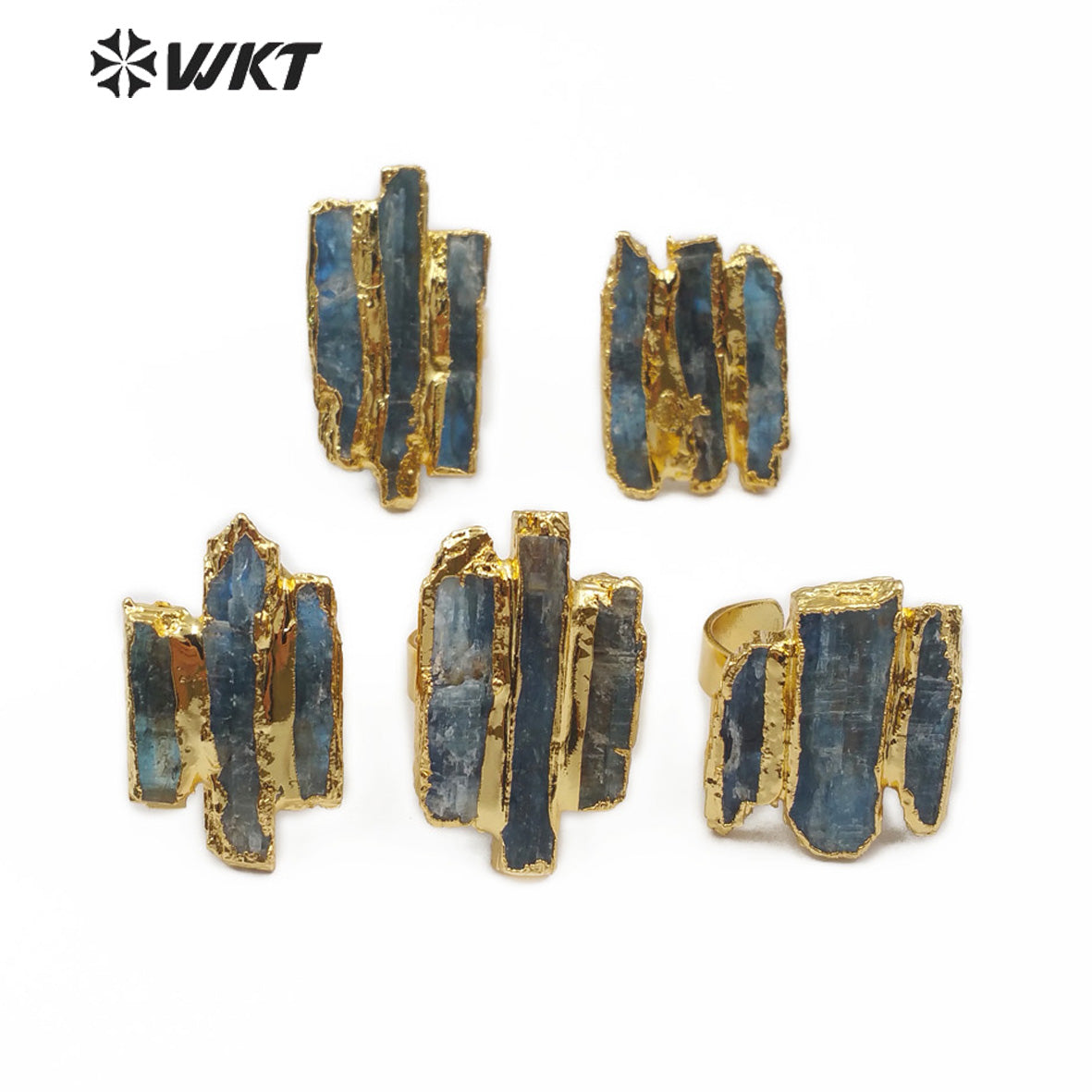 WT-R336 Wholesale High Quality Exclusive Custom in Electroplated Gold Adjustable Size for Kyanite Ring Natural Stone Jewellery