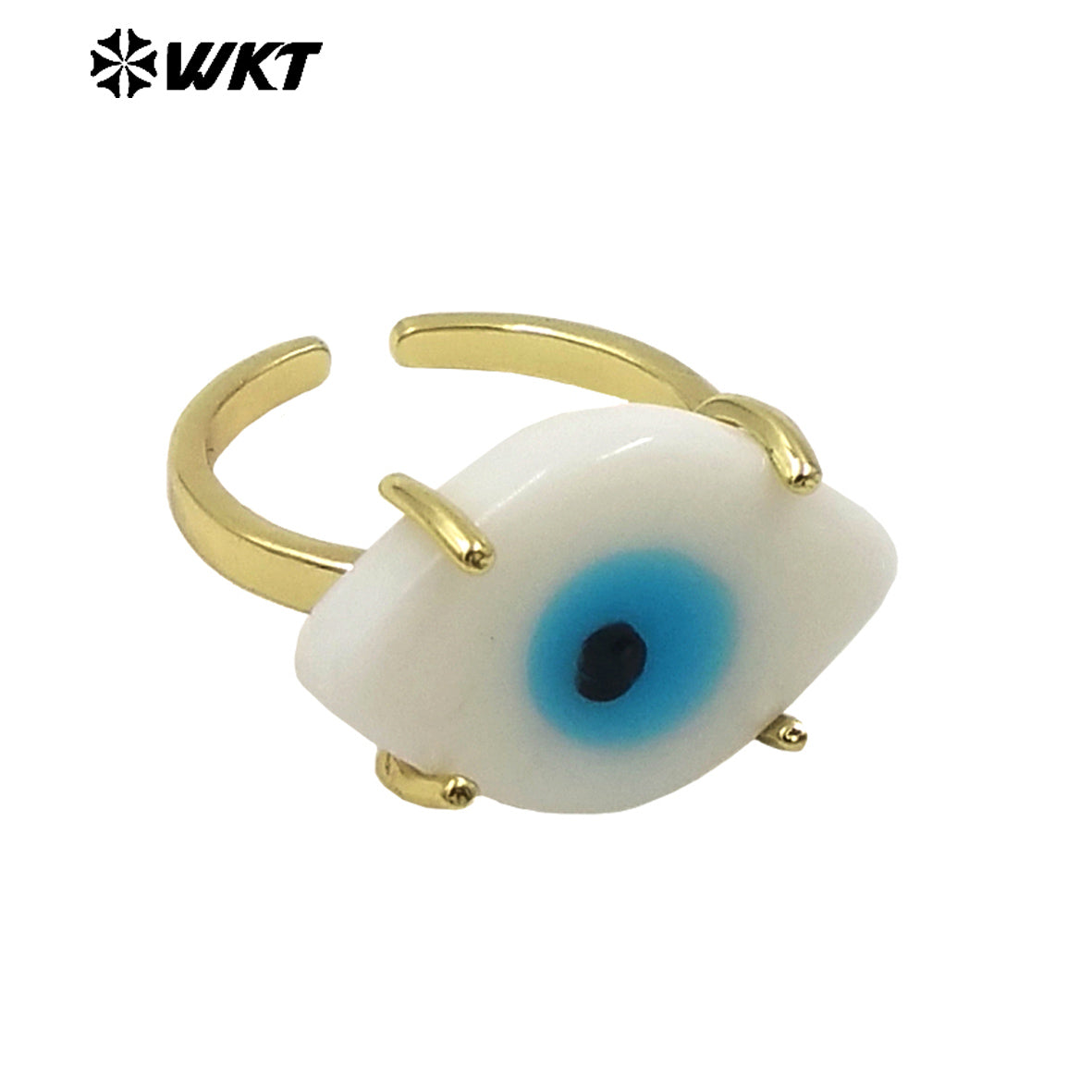 WT-MPR088 Wholesale Fashion Gold Claw Setting Resin Horse Eye Ring for Girl Healing Attractive Drop Oil Making