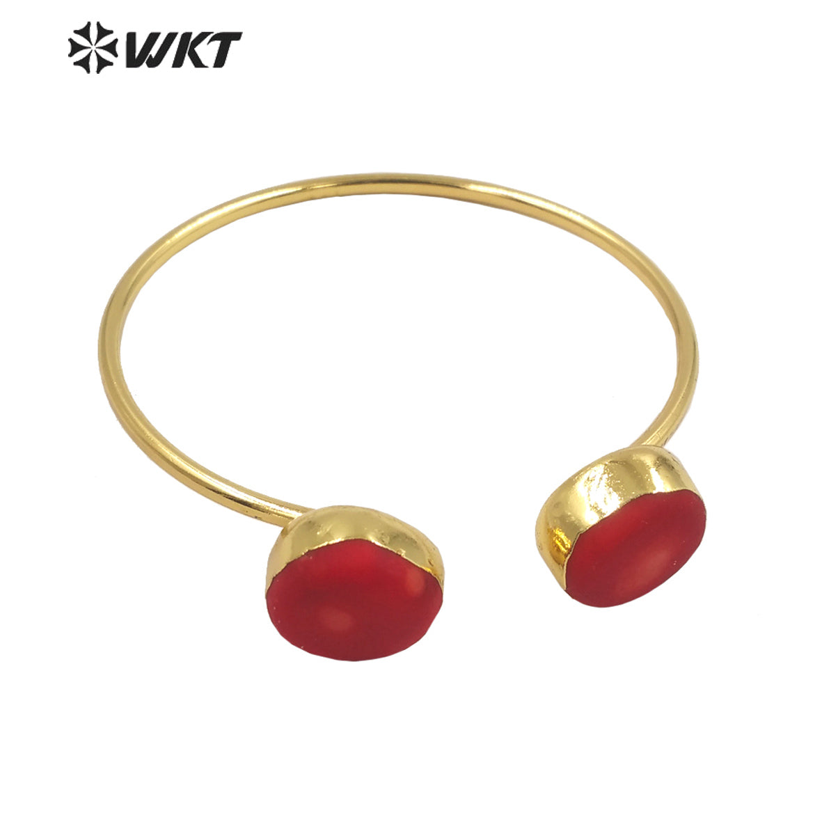 WT-MPB052 Beautiful Sample Red Coral Bangles Natural Pearl Bangles Brass with 18k Real Gold Plated Exotic Natural Pearl Bangles