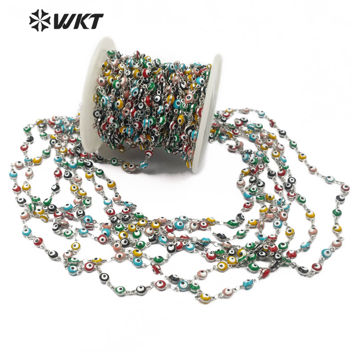 WT-RBC103 Wholesale Sliver Color Chain Can DIY Necklace and Bracelet Stainless Steel Eye Chain in IPG Plated Beads Chain