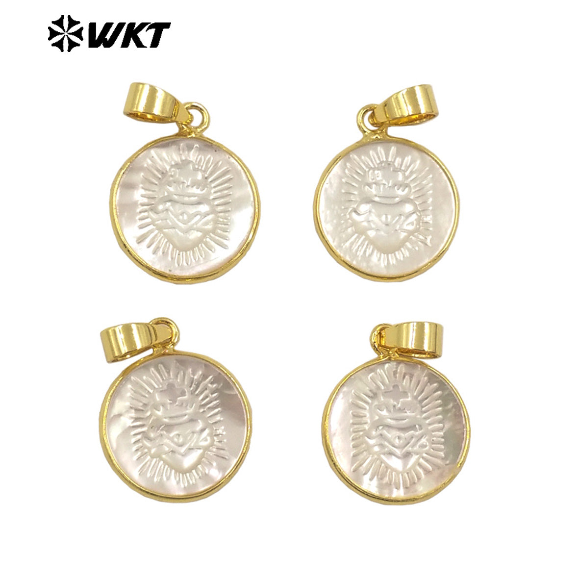 WT-JP374 Trendy Hot Handmade Carved Mother of Pearl Shell Carved the Heart of Saint Mary Pendants for Friend Gift Jewelry