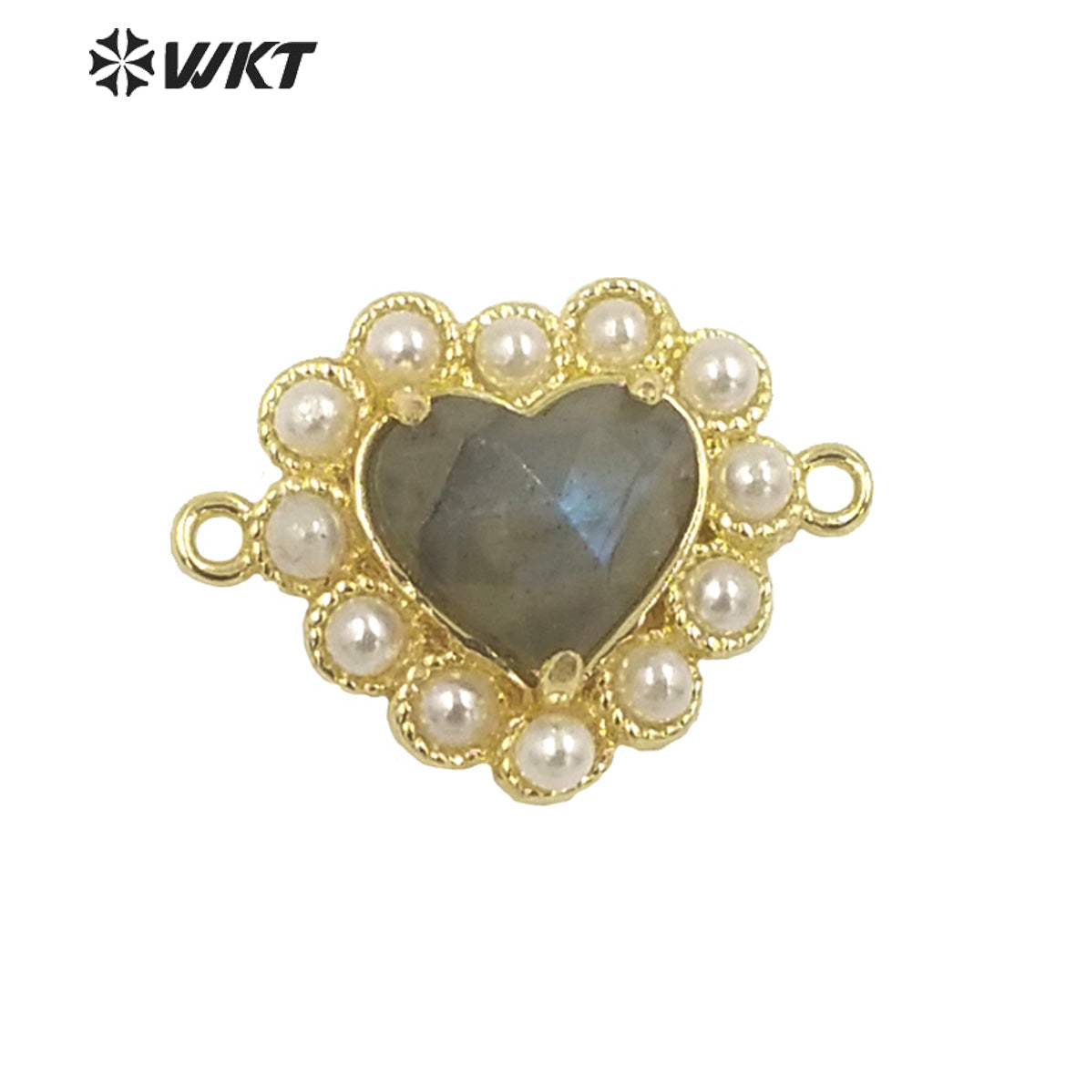 WT-PC006 Charming Small Size Natural Gemstone Made Heart Connectors for Bracelet Making for Women Birthday Gift Pendants