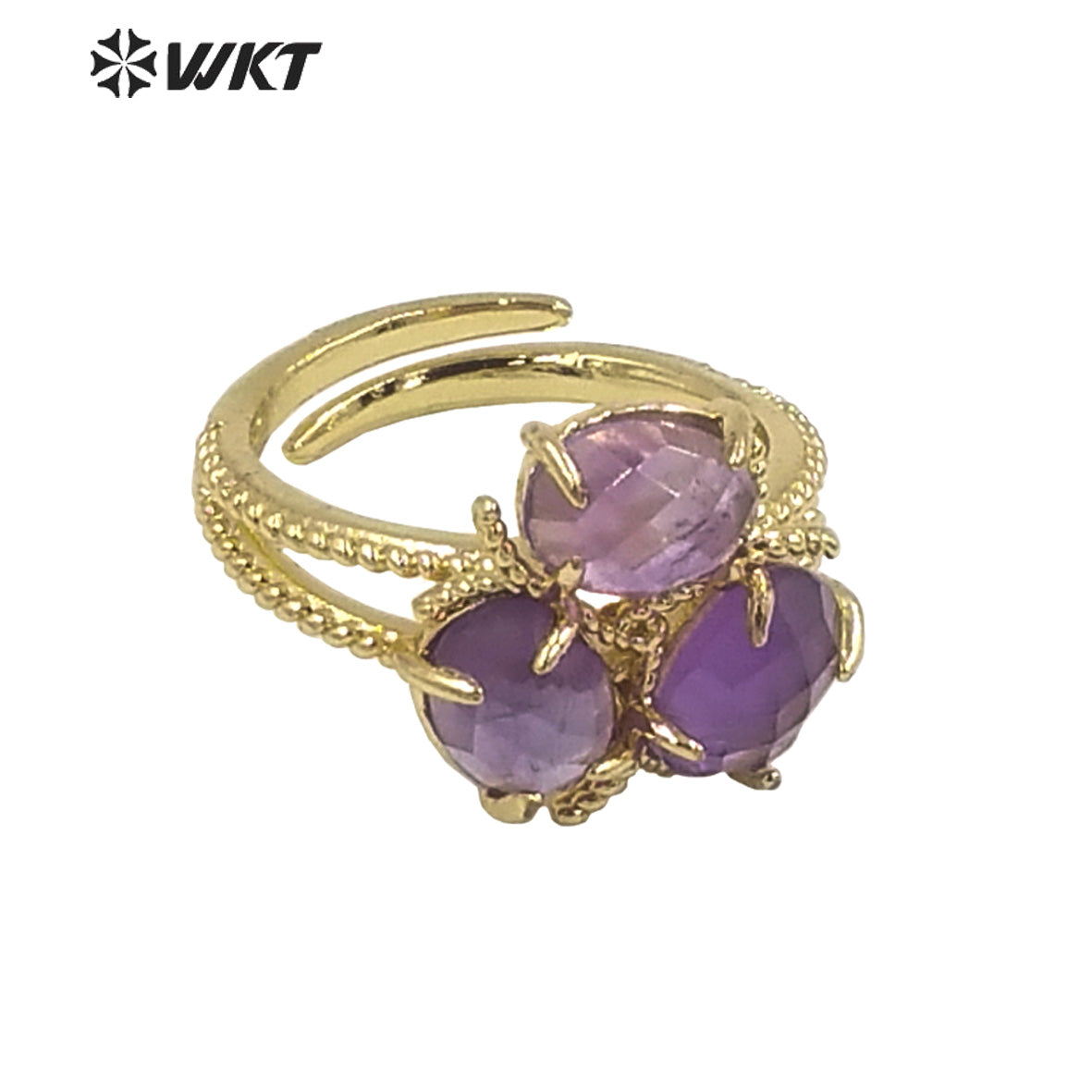 WT-R484 WKT Fashion Design Trendy Gift for Women Colorful Flower Shaped High Quality Gorgeous Natural Gemstone Stone Ring
