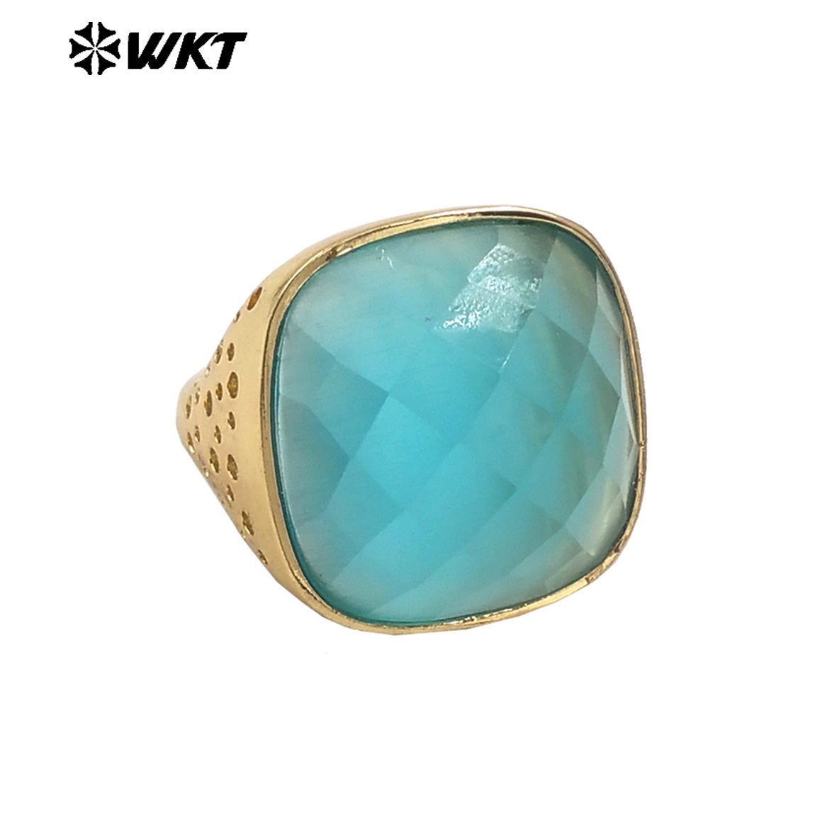 WT-R517 Wholesale Newest Spring Design Colorful Faceted Cat Eye Stone Square Unisex Ring for Party Jewelry
