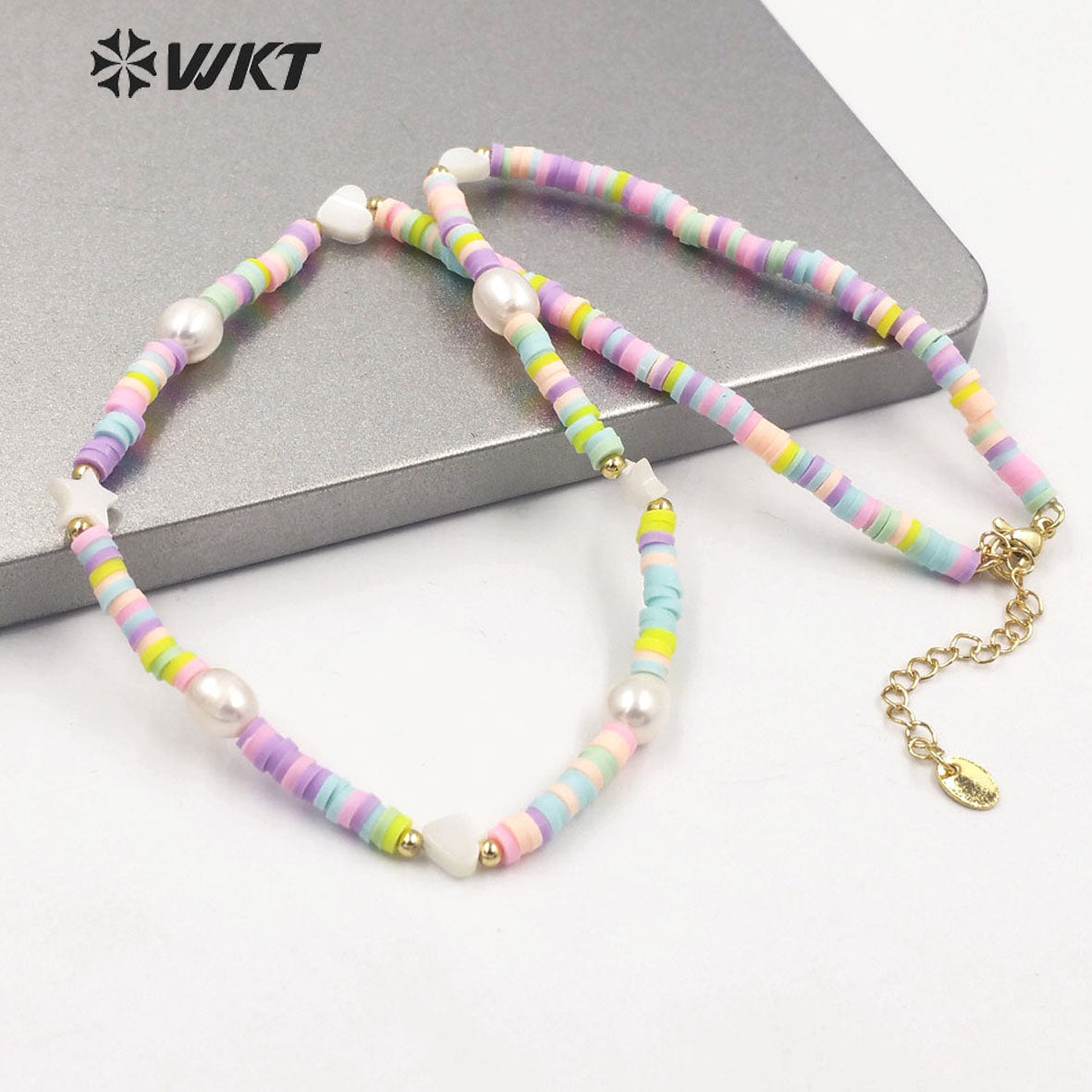WT-JN202 Amazing rainbow Pearl Beads Necklace Women Handmade Strand Elegant Office Style Necklace for Vacation Wearing