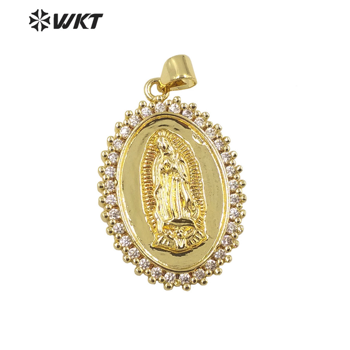 WT-MP281 Newest Vintage Style Female Deity Shaped Oval Shaped Cubic Zircon Madonna Design Pendant
