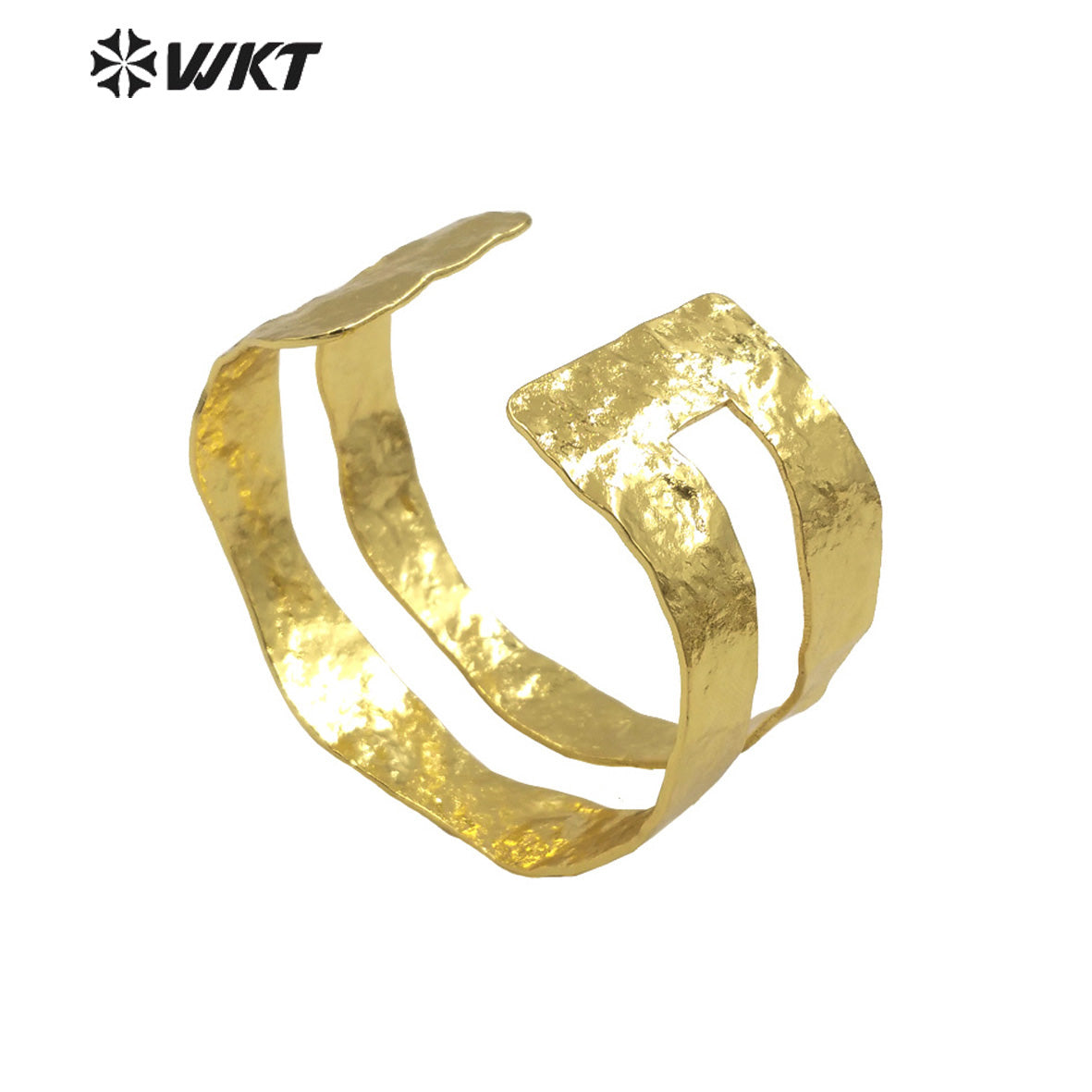 WT-B654 Wholesale 18K Real Gold Plated Yellow Brass Resist Tarnishable Fashion Simple Metal Bangle for Party