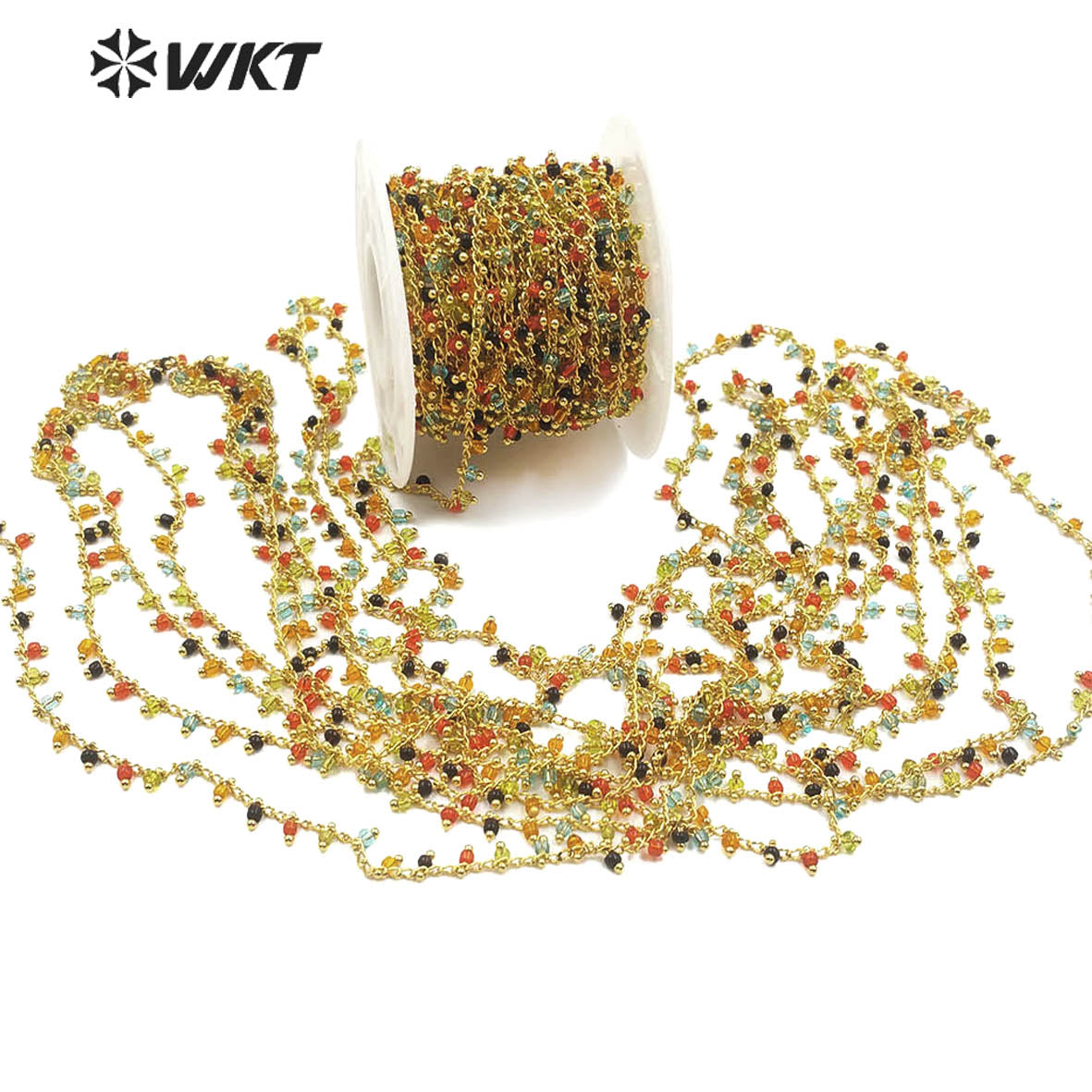 WT-RBC128 Wholesale 3mm Color Crystal Beads Chain Rosary Beads Chain New Product Can DIY Fashionable Jewelry Necklace