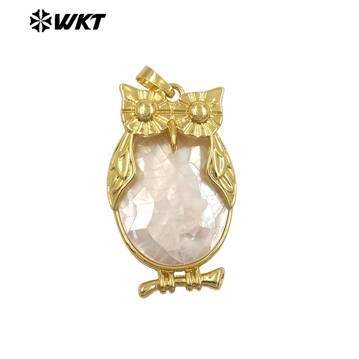 WT-JP439 Newest Lovely Gold Electroplated Natural Shell Owl Shape Boutique Pendant For Unique Jewelry DIY Accessories