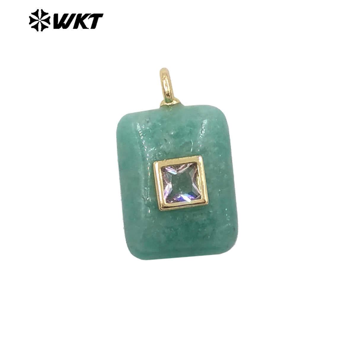 WT-P2020 Cute Wonderful Setting In Colorful Square Zircon Natural Gemstones Pendant For Women Necklace Making Accessory