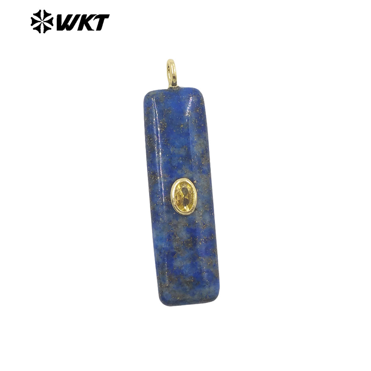 WT-P2019 Popular Fashion Rectangle Multi Color Natural Gemstones With Zircon Smooth Pendants For Romantic Jewelry DIY
