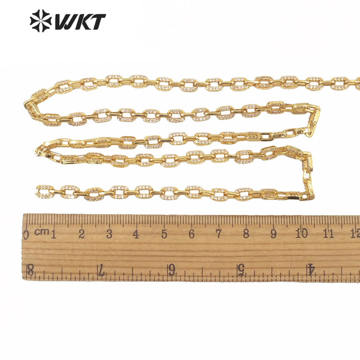 WT-BC145 Small Size square Link Chain Jewelry Findings Fashon Gold CZ square Brass Necklace Chain Precious Gold Hand Make Chain