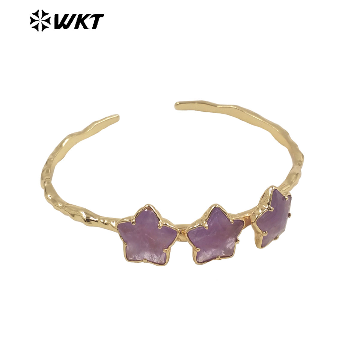 WT-B636 WKT Lovely Trendy Gift for Women Star C Shaped Lucky Bracelets C Shaped Natural Colorful Gemstone Opening Bracelets