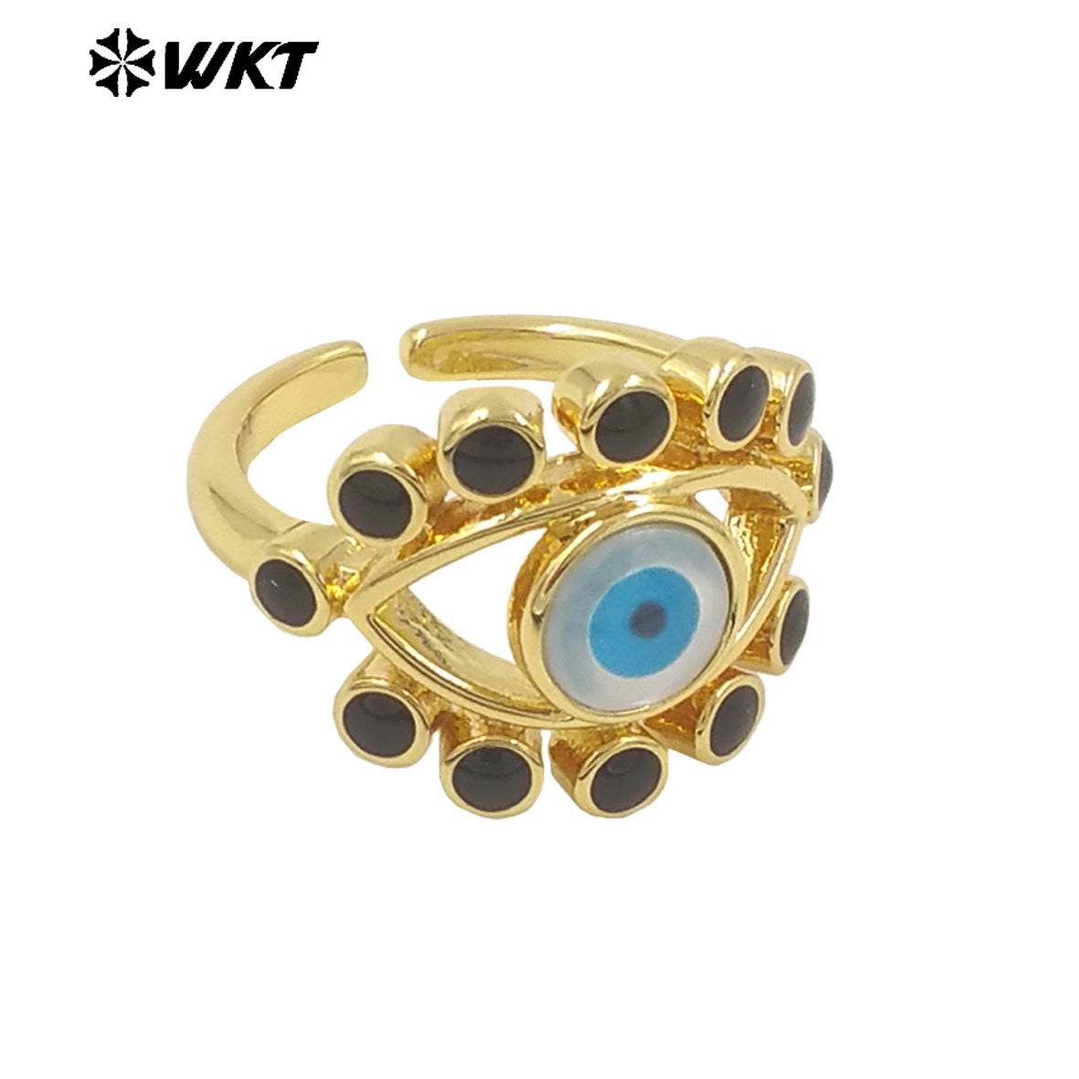 WT-MPR104 Wholesale Fashion Gold Charming Lady Horse Eye Shape Shell Eye Ring Adustable Size Engagement Party Rings