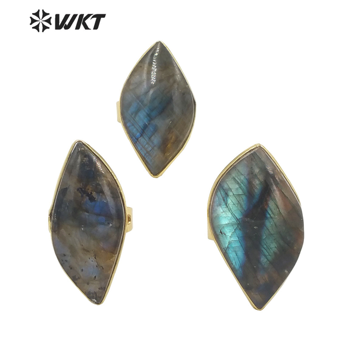 WT-R389 WKT 2022 New Fashion Adjustable RingFor Gift Jewelry Labradorite Stone for Women Girls Wedding Engagement Stone Rings