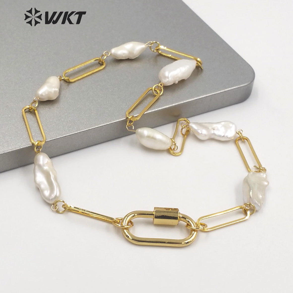 WT-JN133 Newest WKT Exclusive Design Link Chain Mix Pearl Gorgeous Fashion Lady Necklace for Party or Wedding Match Choker