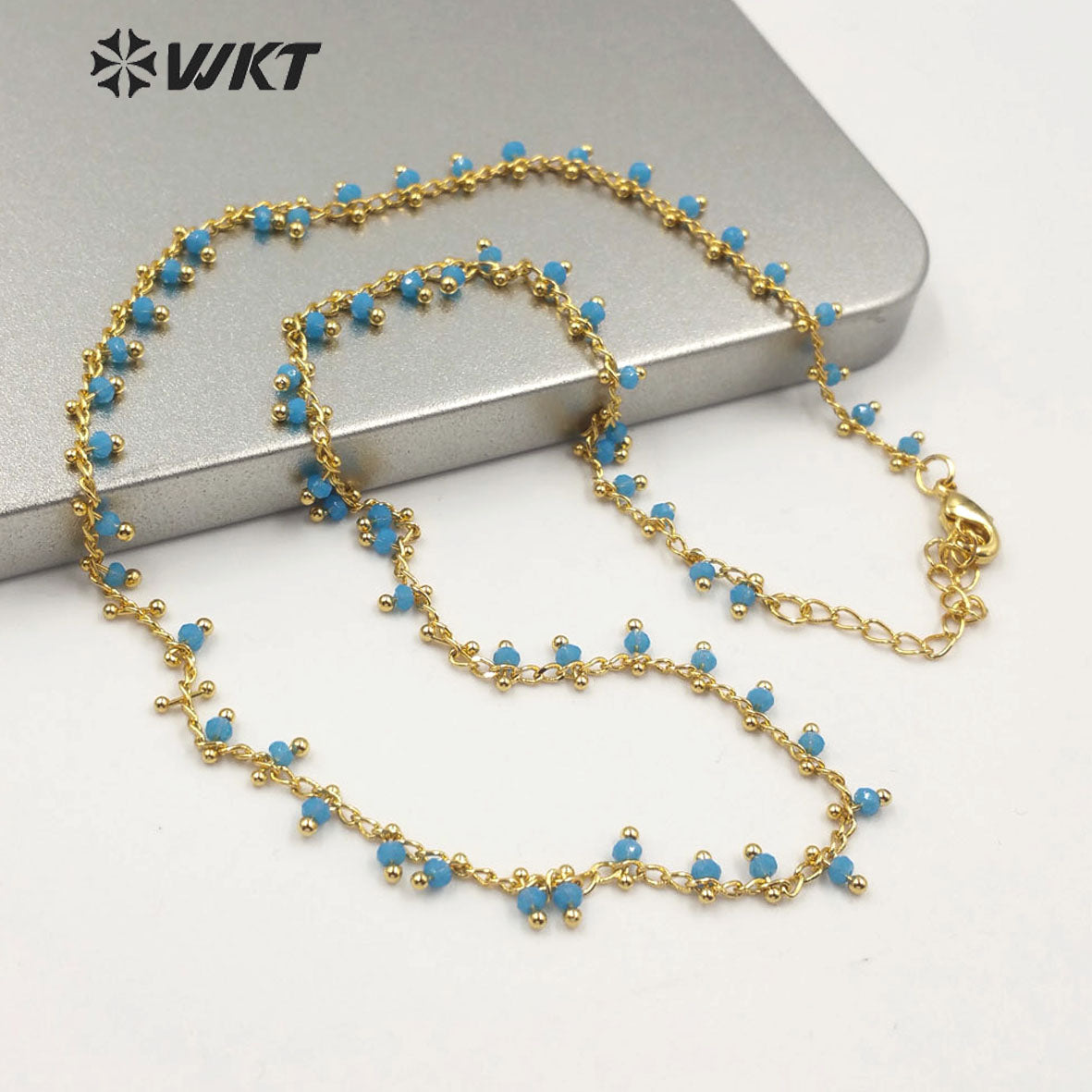WT-N1202 Hot Sales Crystal Beads Chain Fashion Jewelry Rosary Beads Chain 3mm New Arrival Crystal Beads Necklace